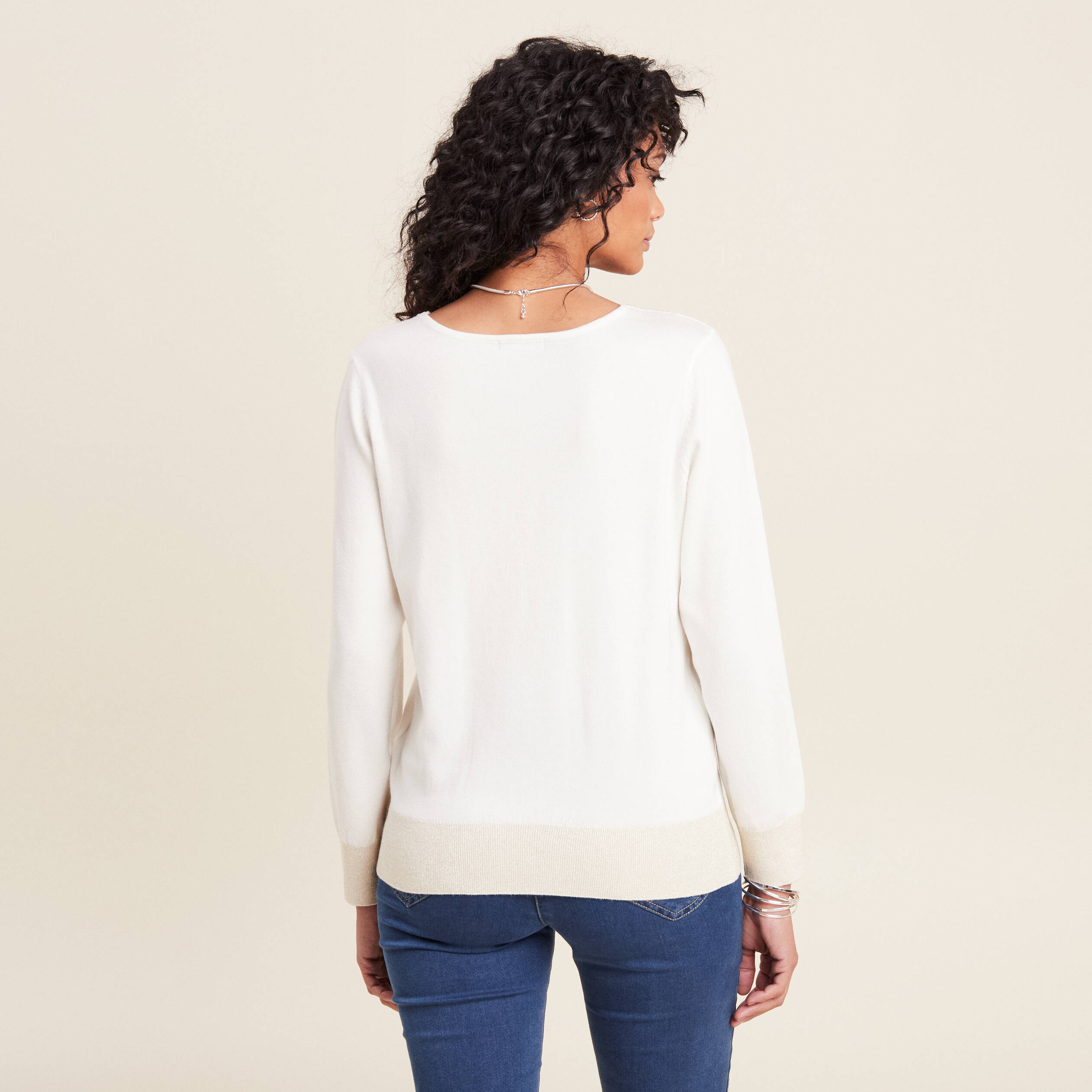 Pull IBKUL Femme XL – Manches Longues, Col Simulé, Zip, Imprimé Cheval (mariée) – Parfait état