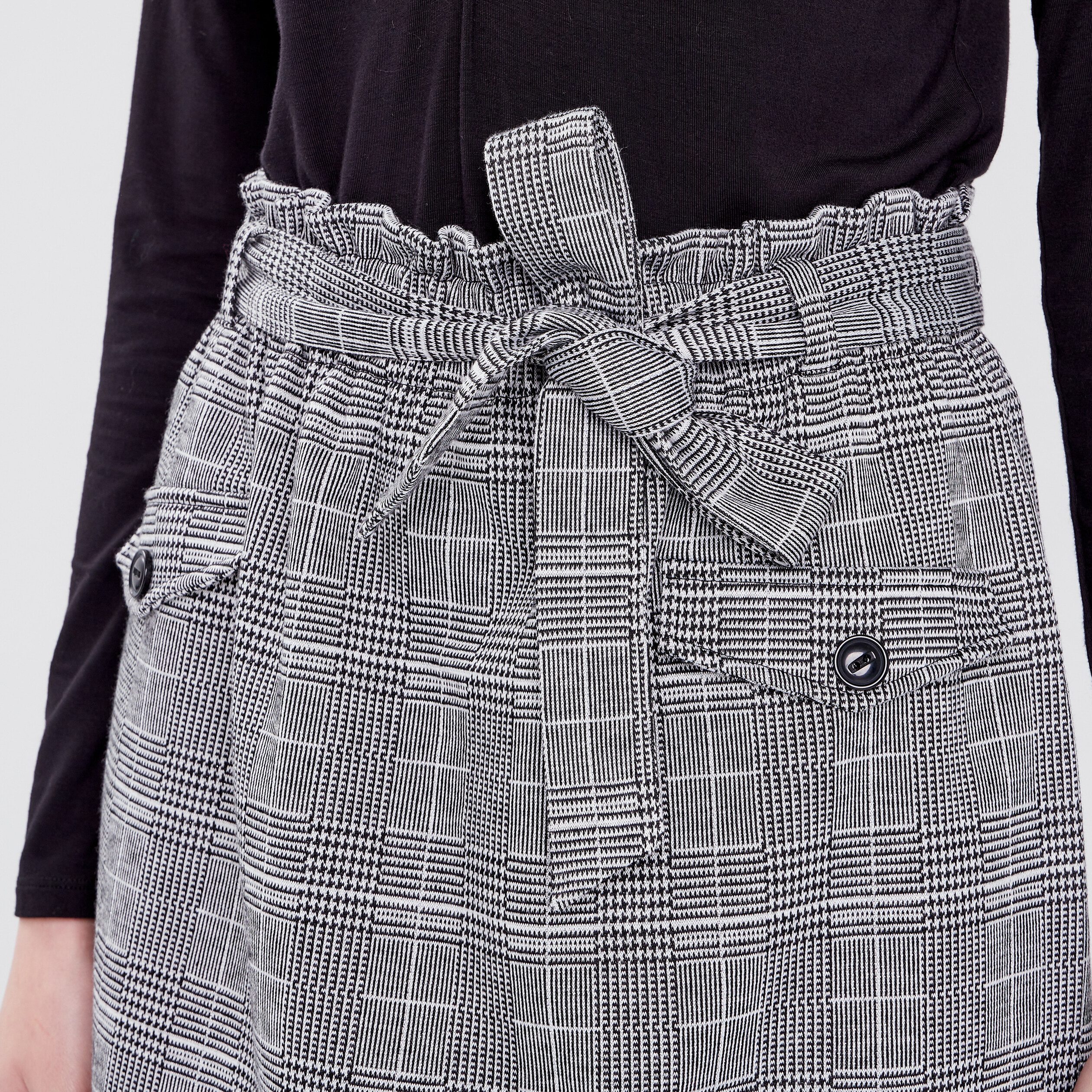 Jupe droite ceinturée gris femme