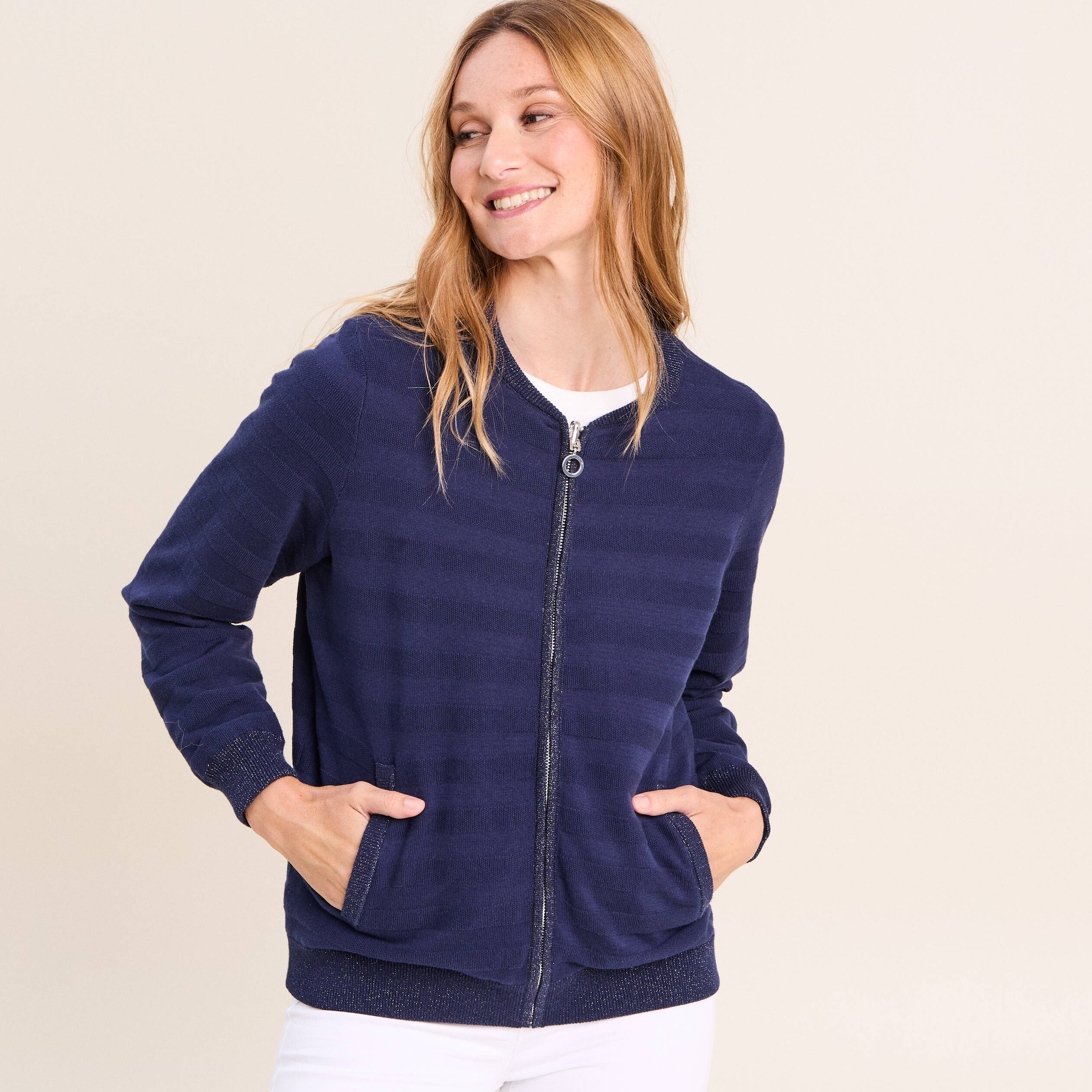 Gilet r&eacute;versible esprit bomber blanc femme