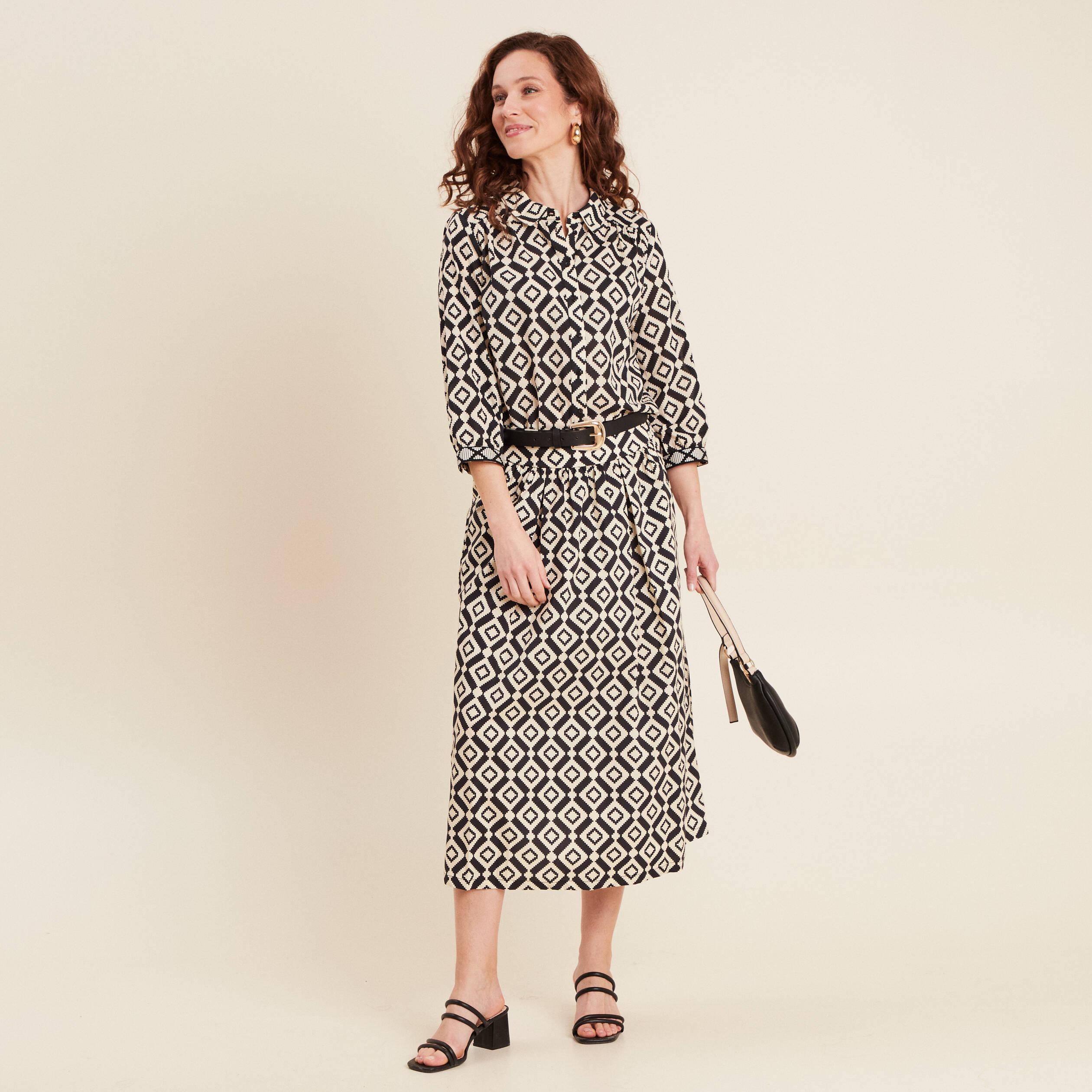 Chemise manches 3/4 noir femme