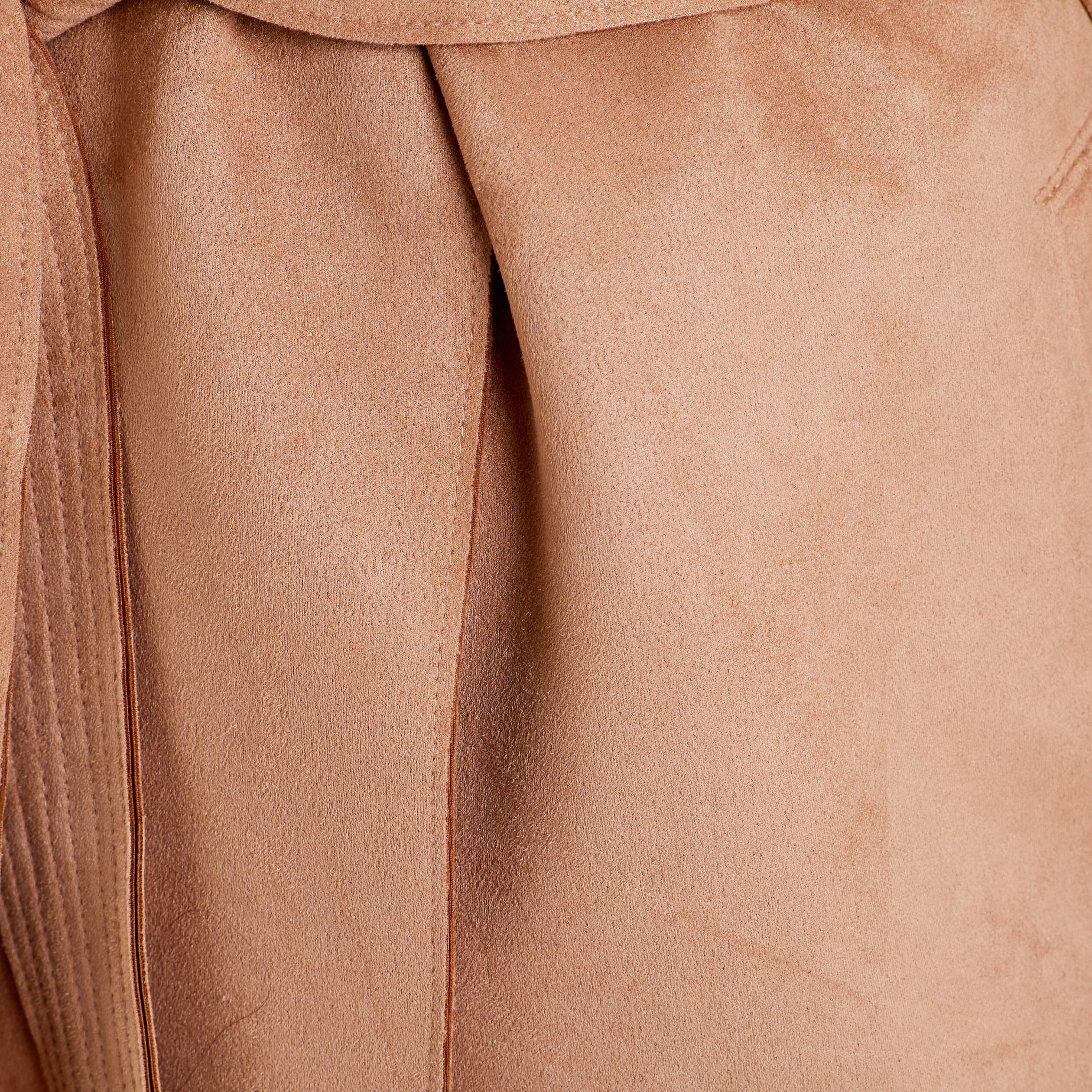trench droit effet suedine marron femme Trench droit effet suédine marron femme