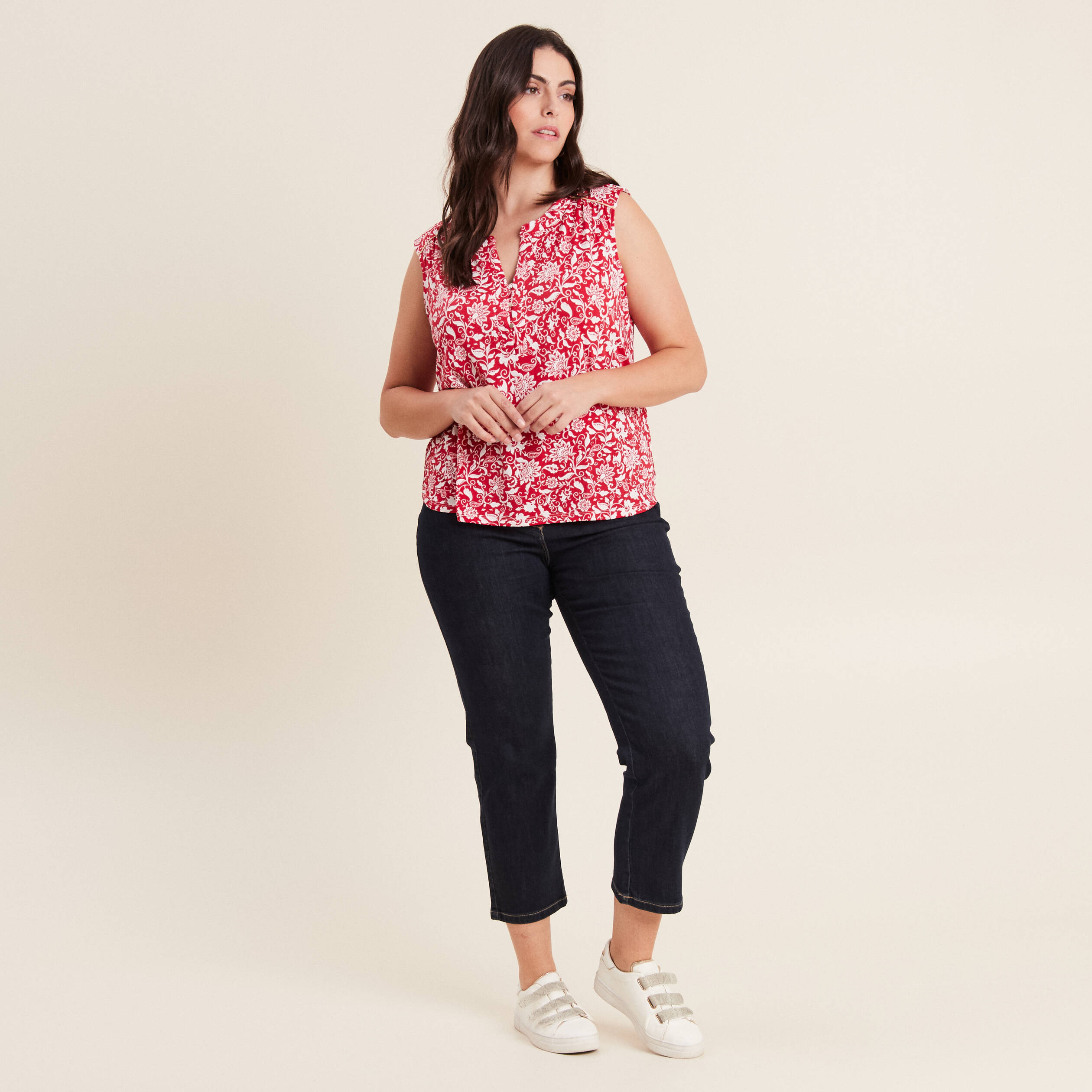 Jean droit 7/8ème denim brut femme