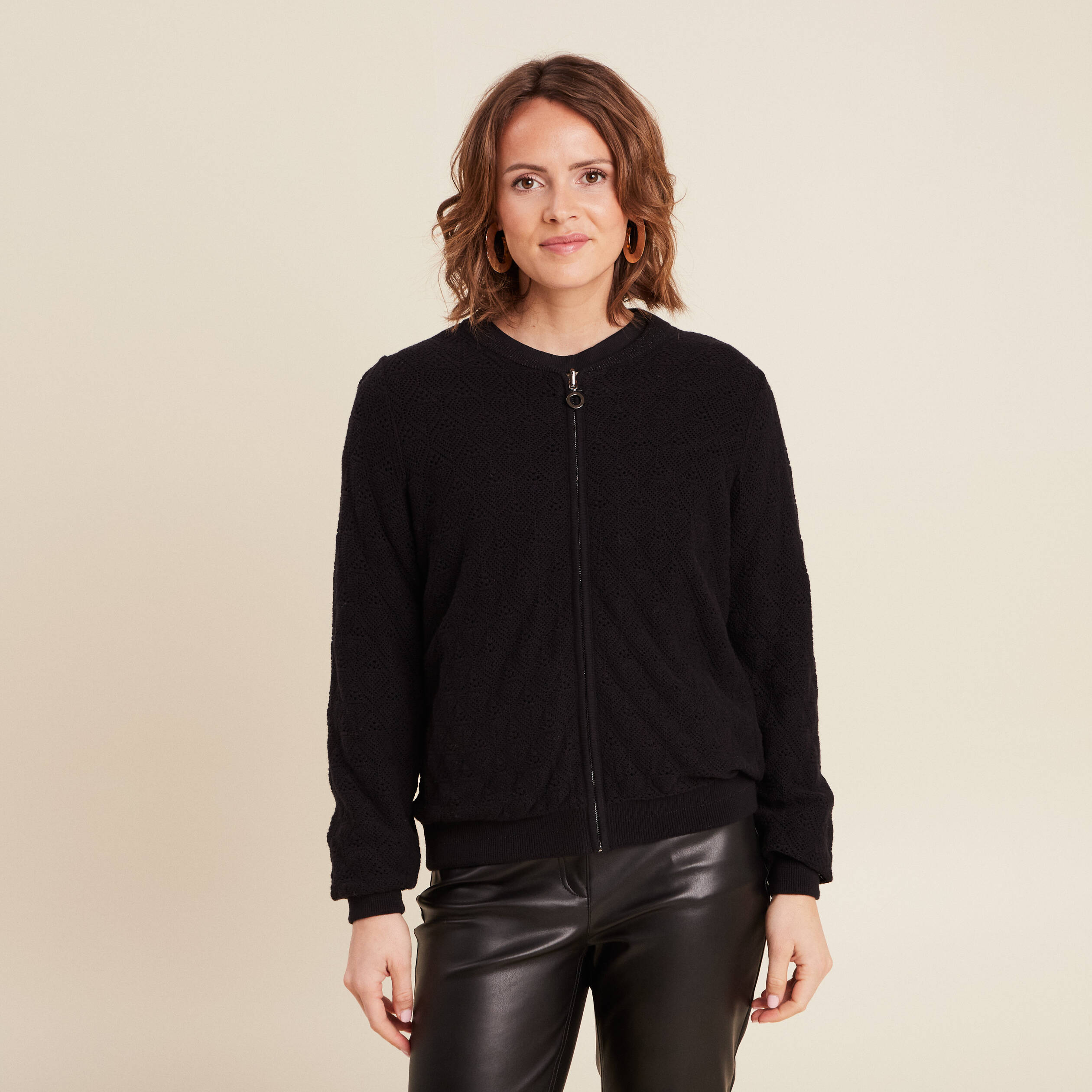 Gilet réversible ajouré noir femme