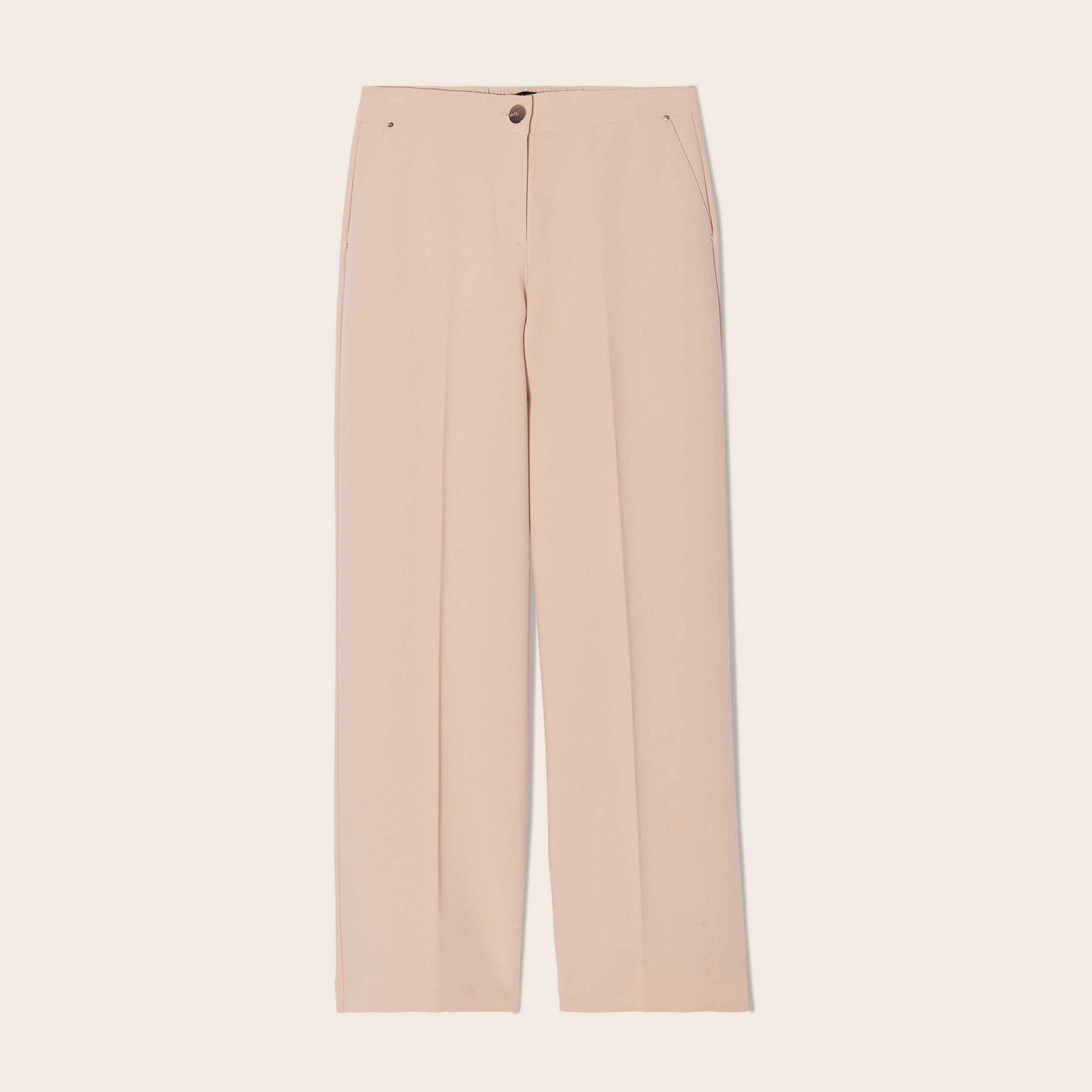 Pantalon large fluide à pinces sable femme