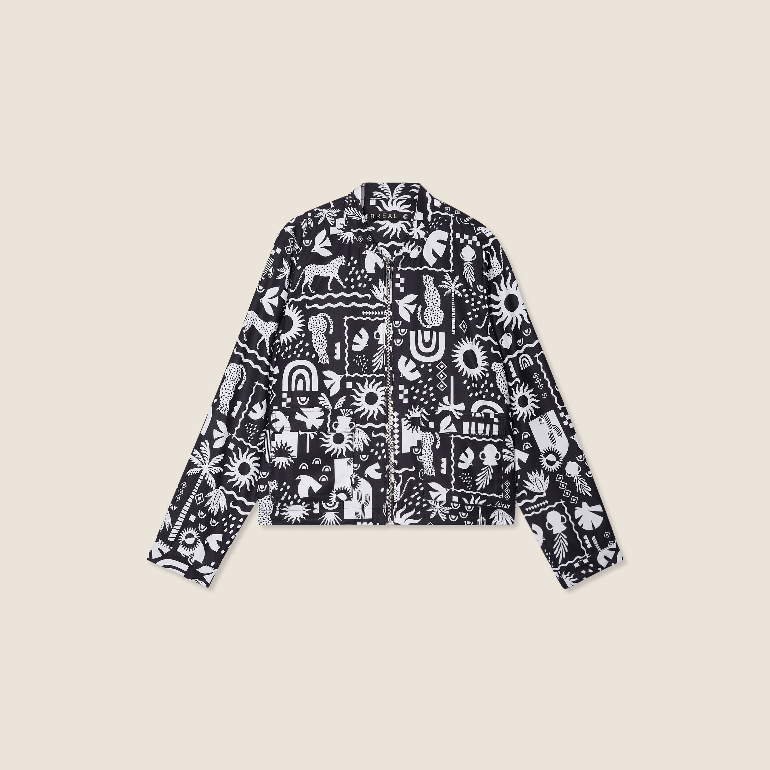 Blouson zippé 2 poches noir femme