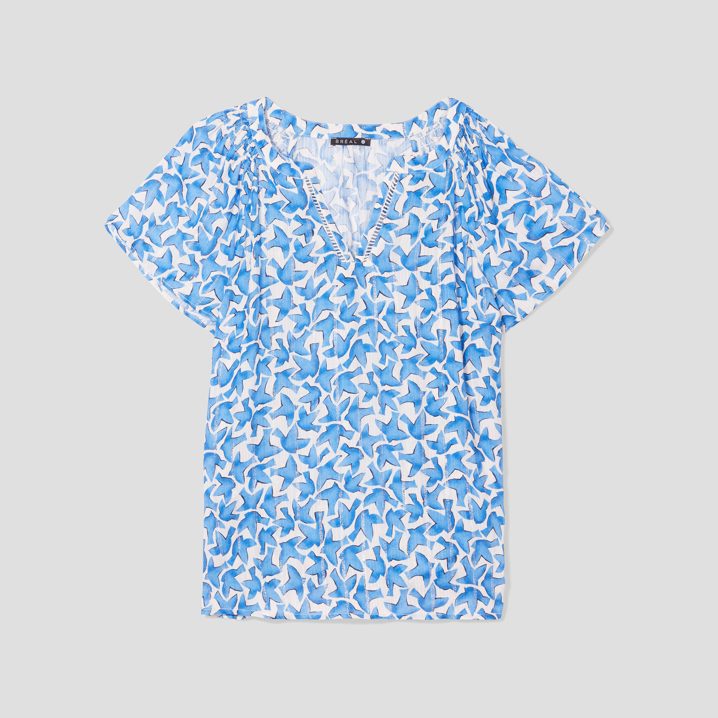 Blouse manches courtes bleu femme