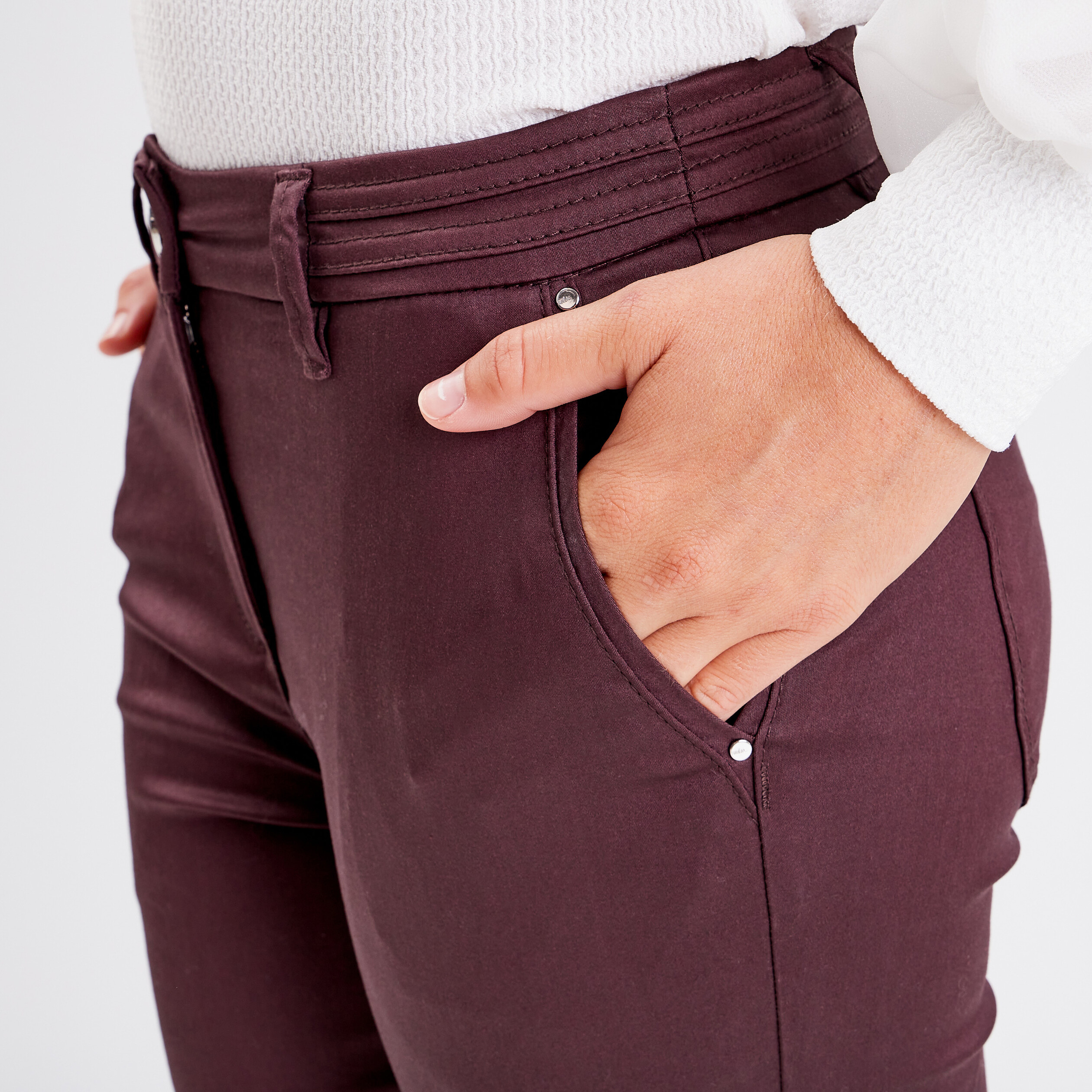 Pantalon enduit marron femme best sale