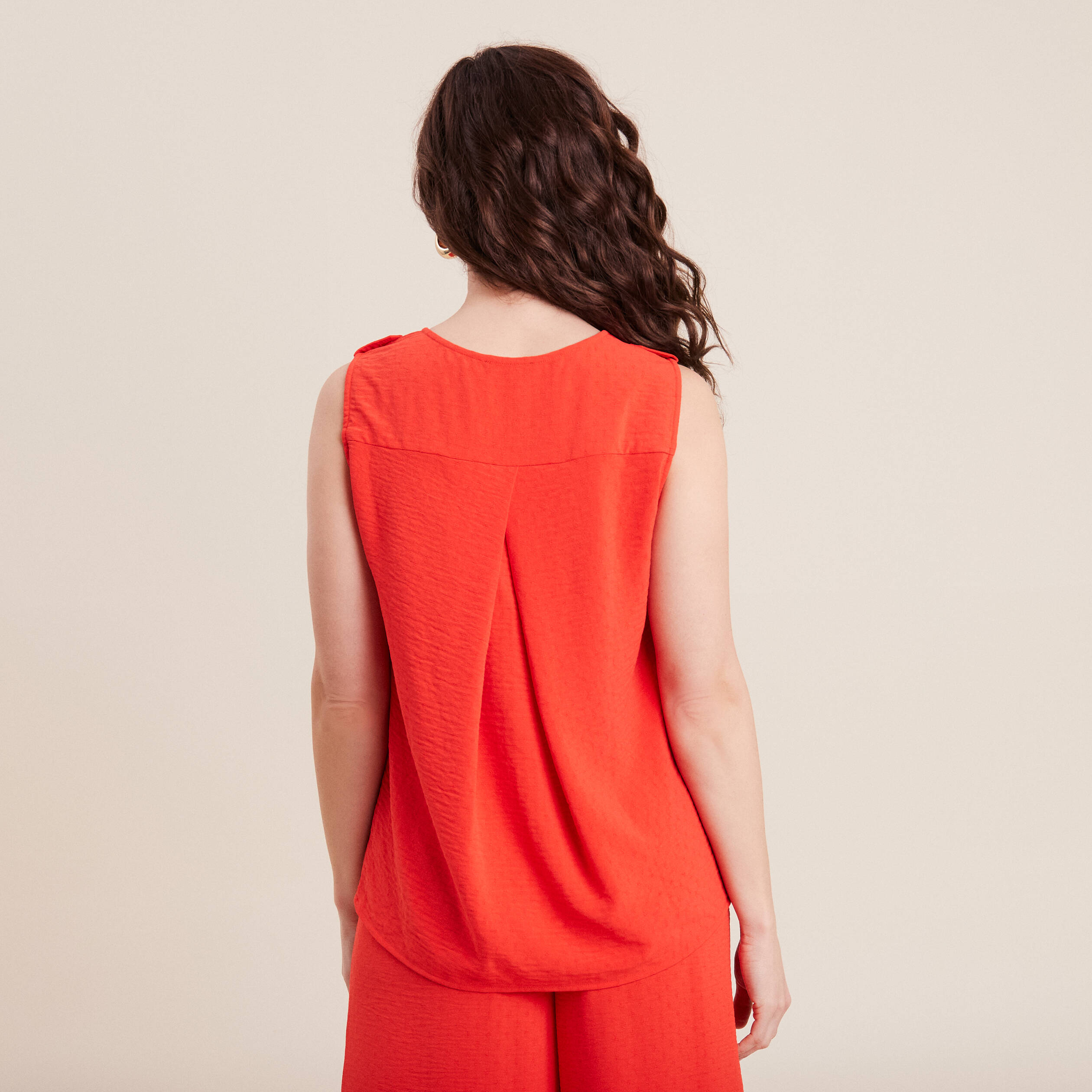 Blouse sans manches orange femme