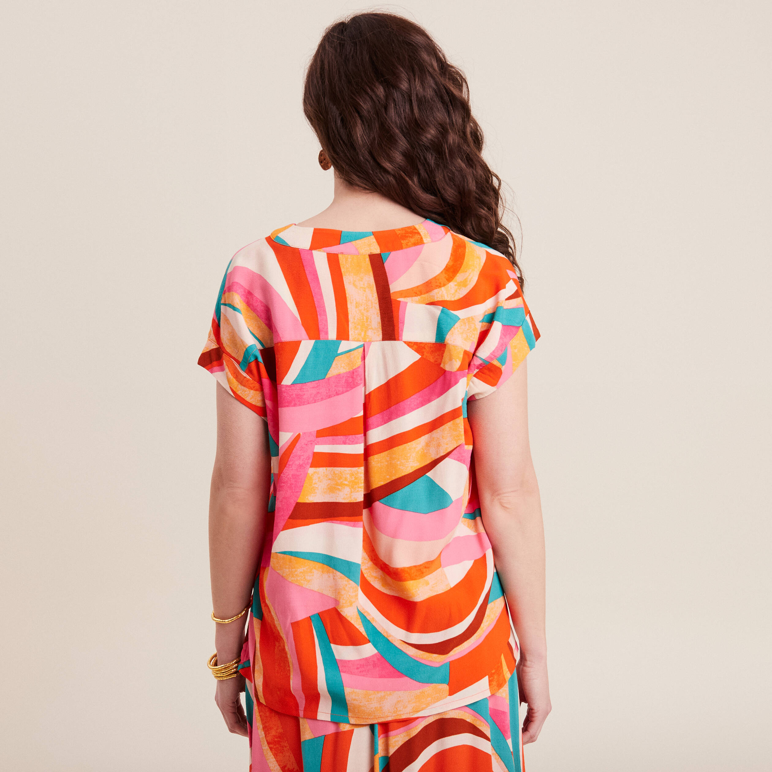 Blouse manches courtes multicolore femme