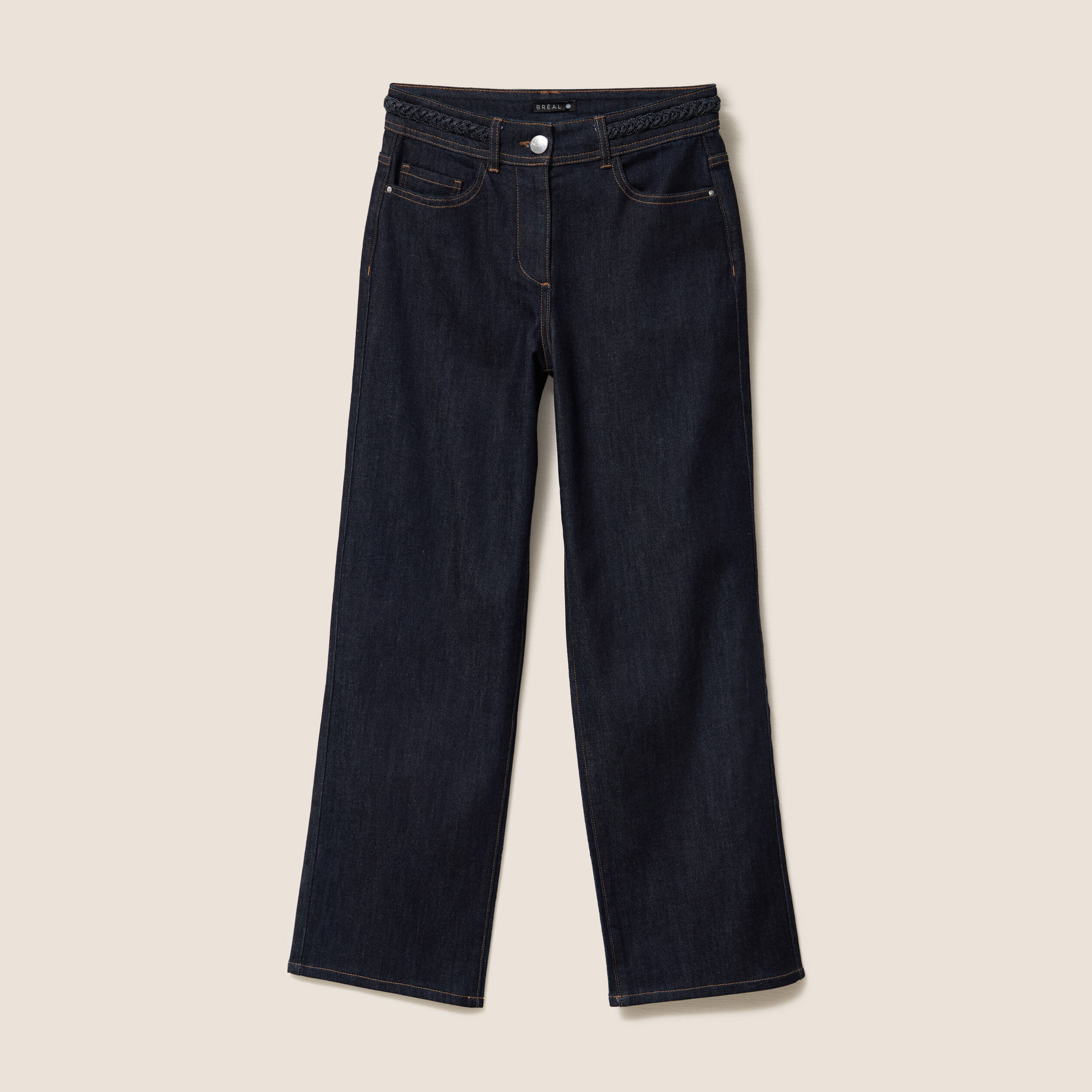 jean large 78eme taille haute denim brut femme Jean large 7/8ème taille haute denim brut femme