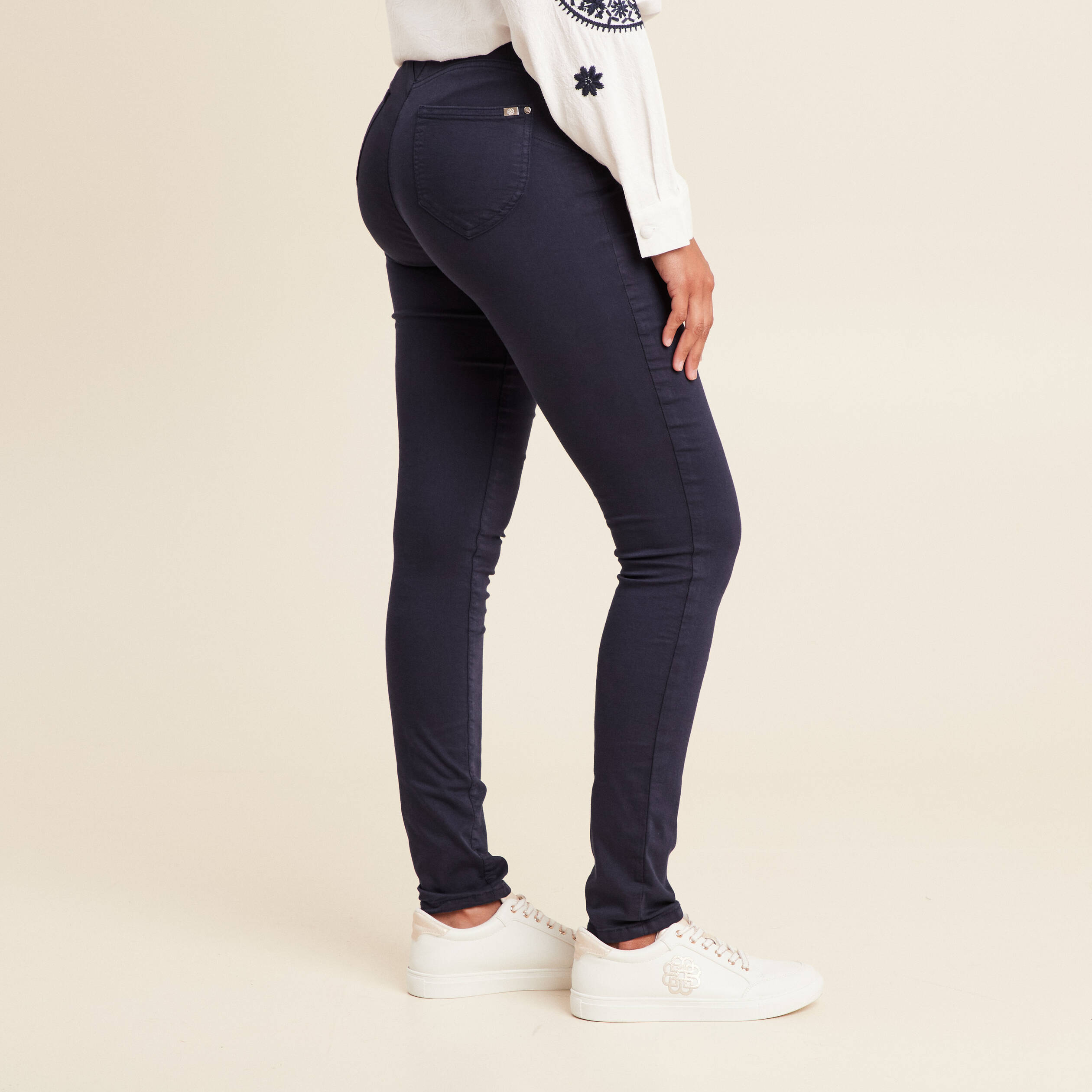 Bréal Pantalon Slim Bleu Marine Femme Pantalon Magique Ajusté