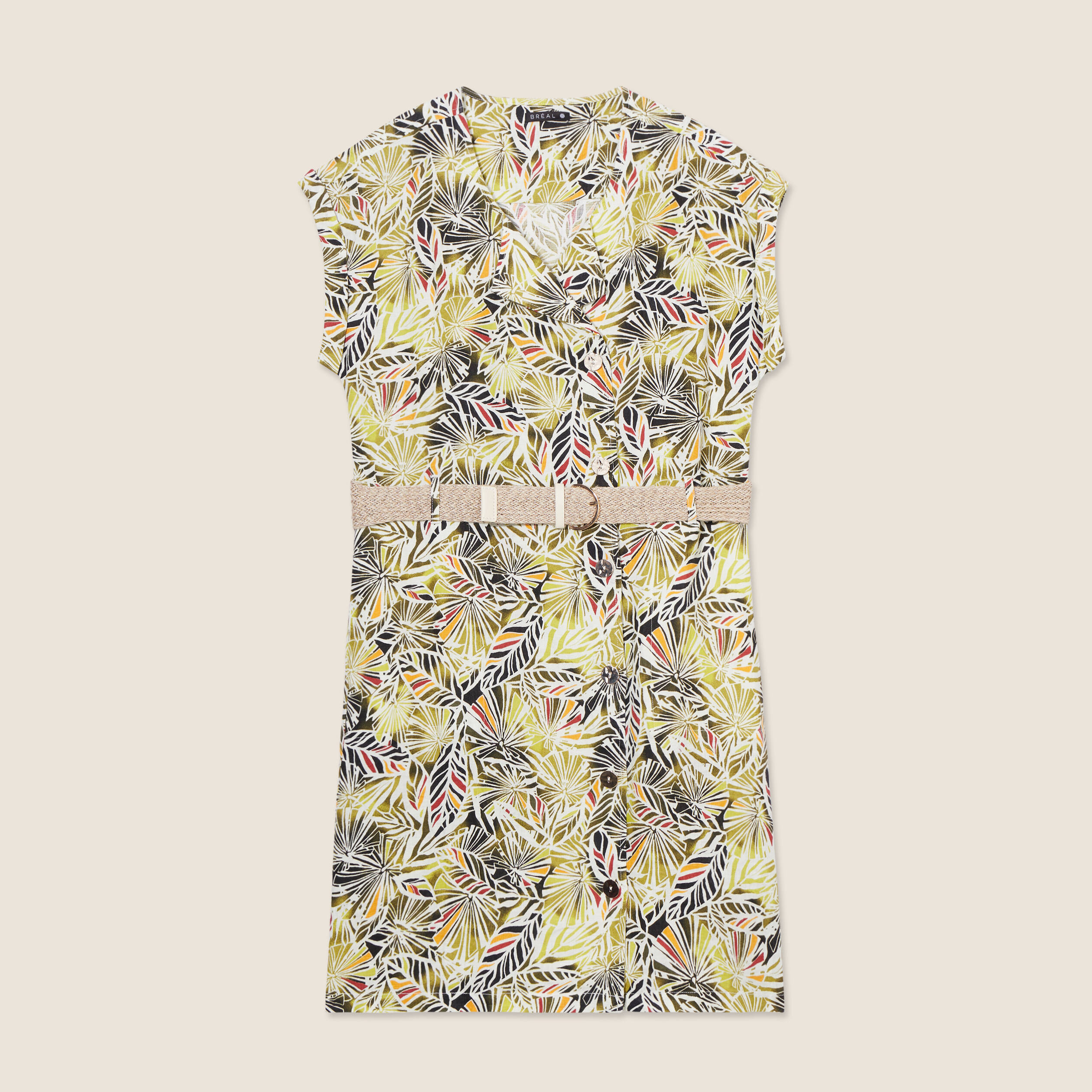 Robe droite ceinturée vert femme