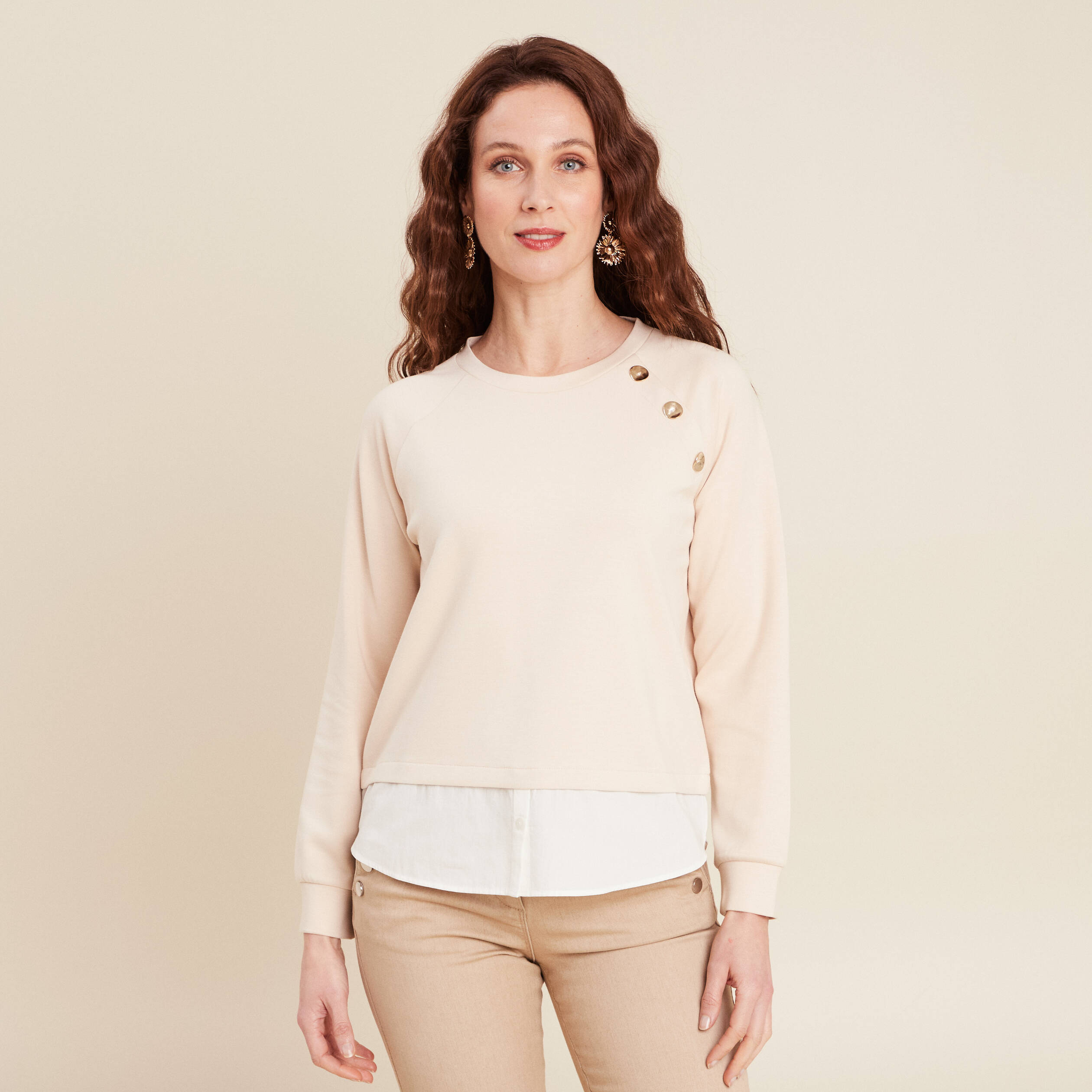 Sweat manches longues sable femme