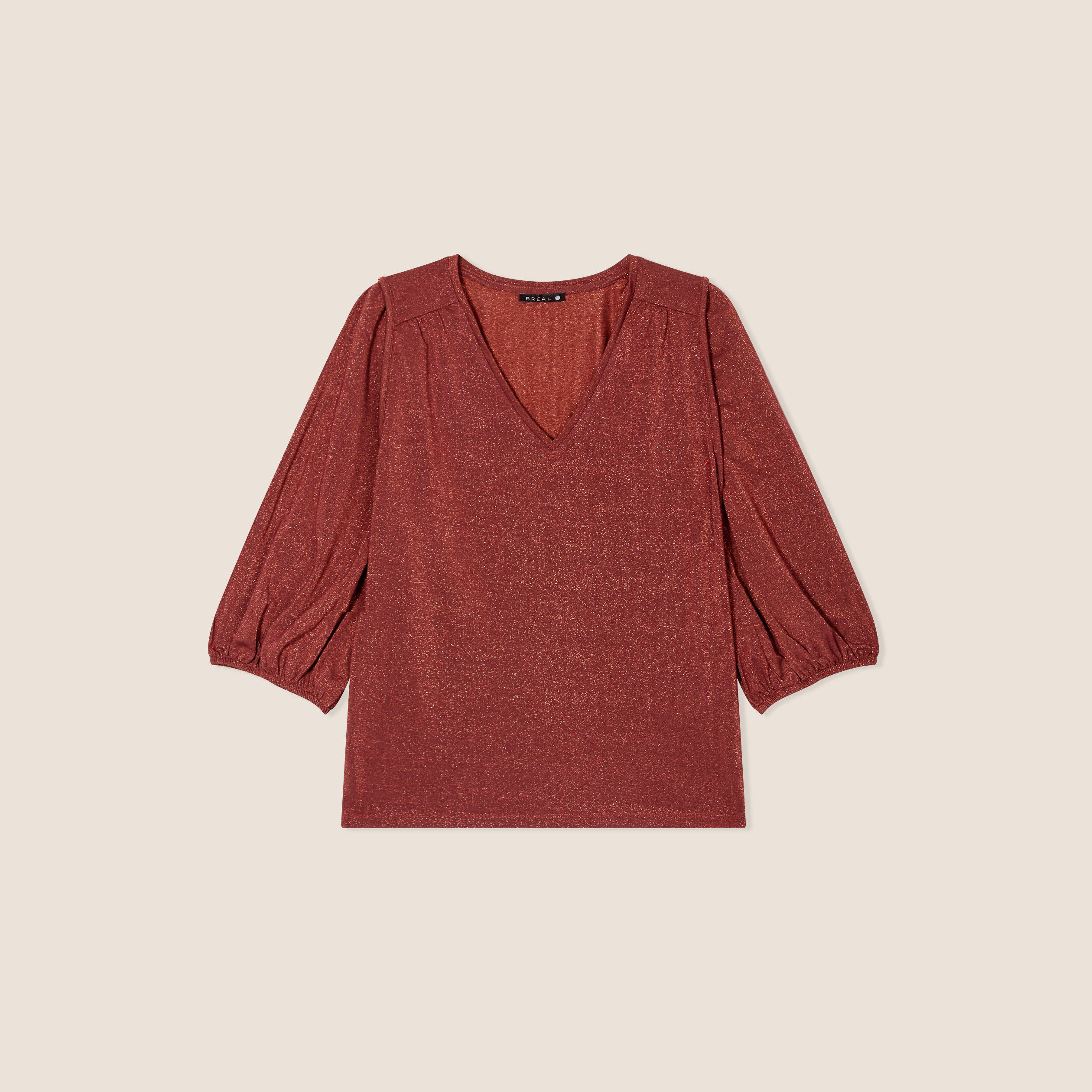 blouse manches 34 couleur cuivre femme Blouse manches 3/4 couleur cuivre femme