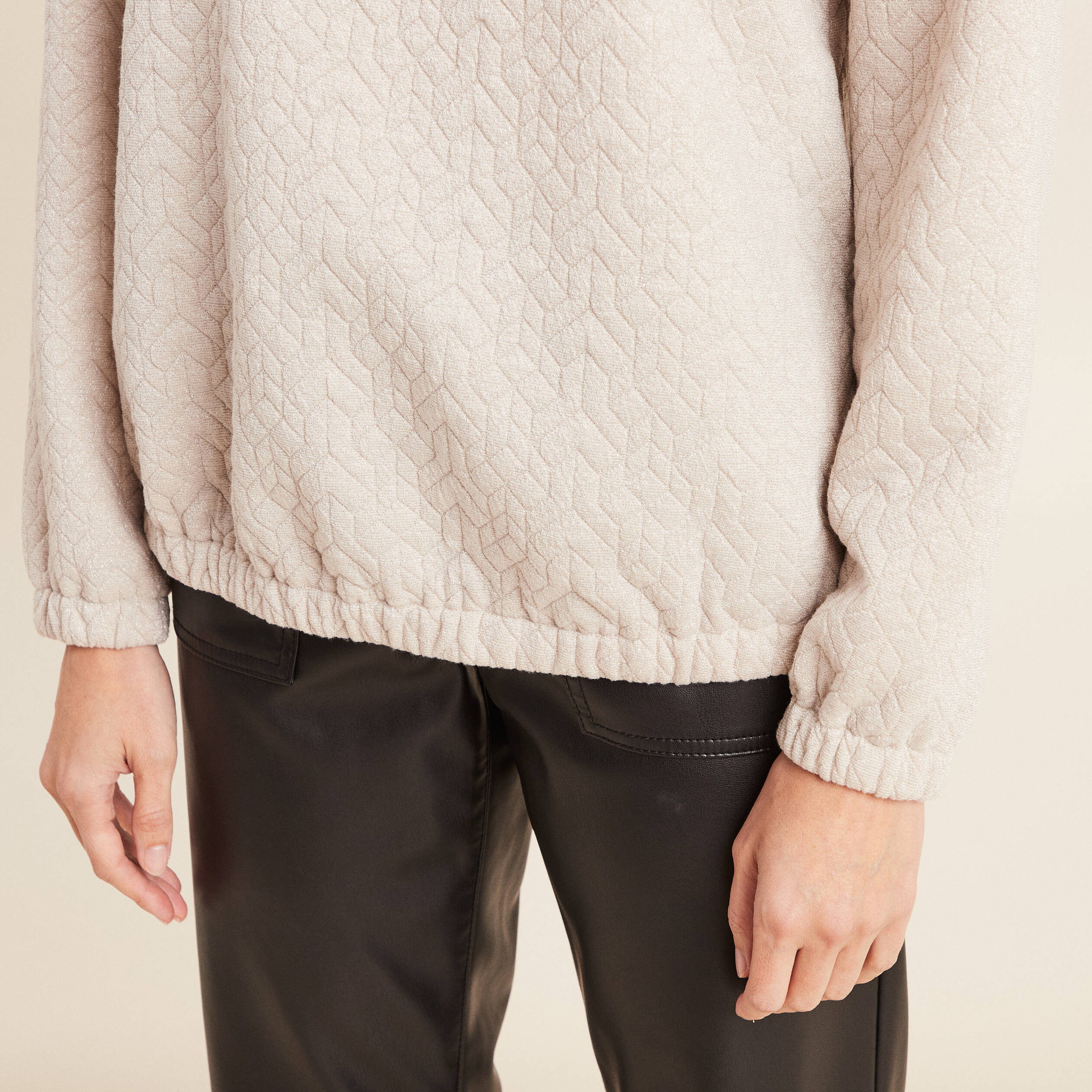 Sweat manches longues beige femme