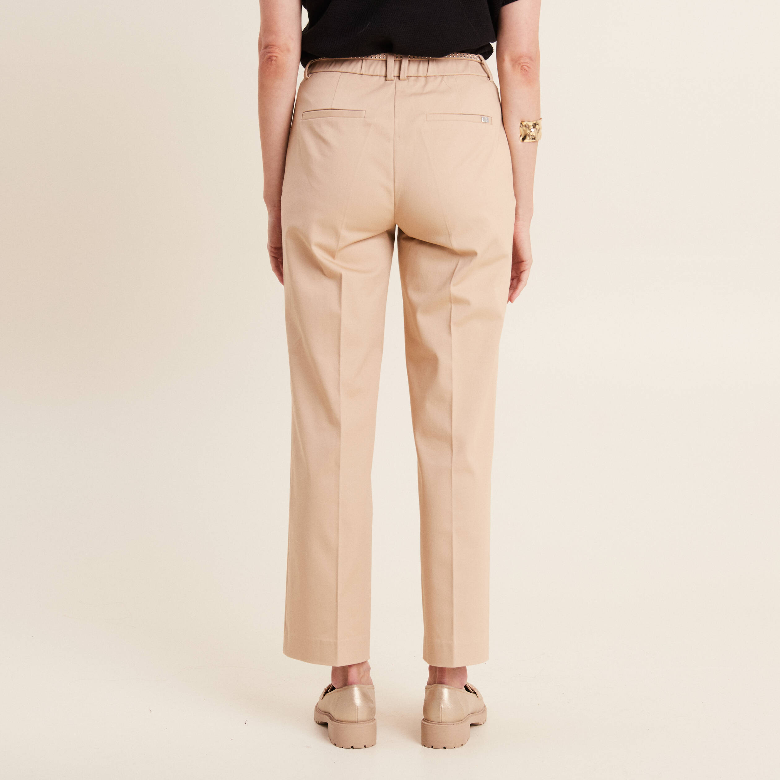 Pantalon flare 7/8ème beige femme