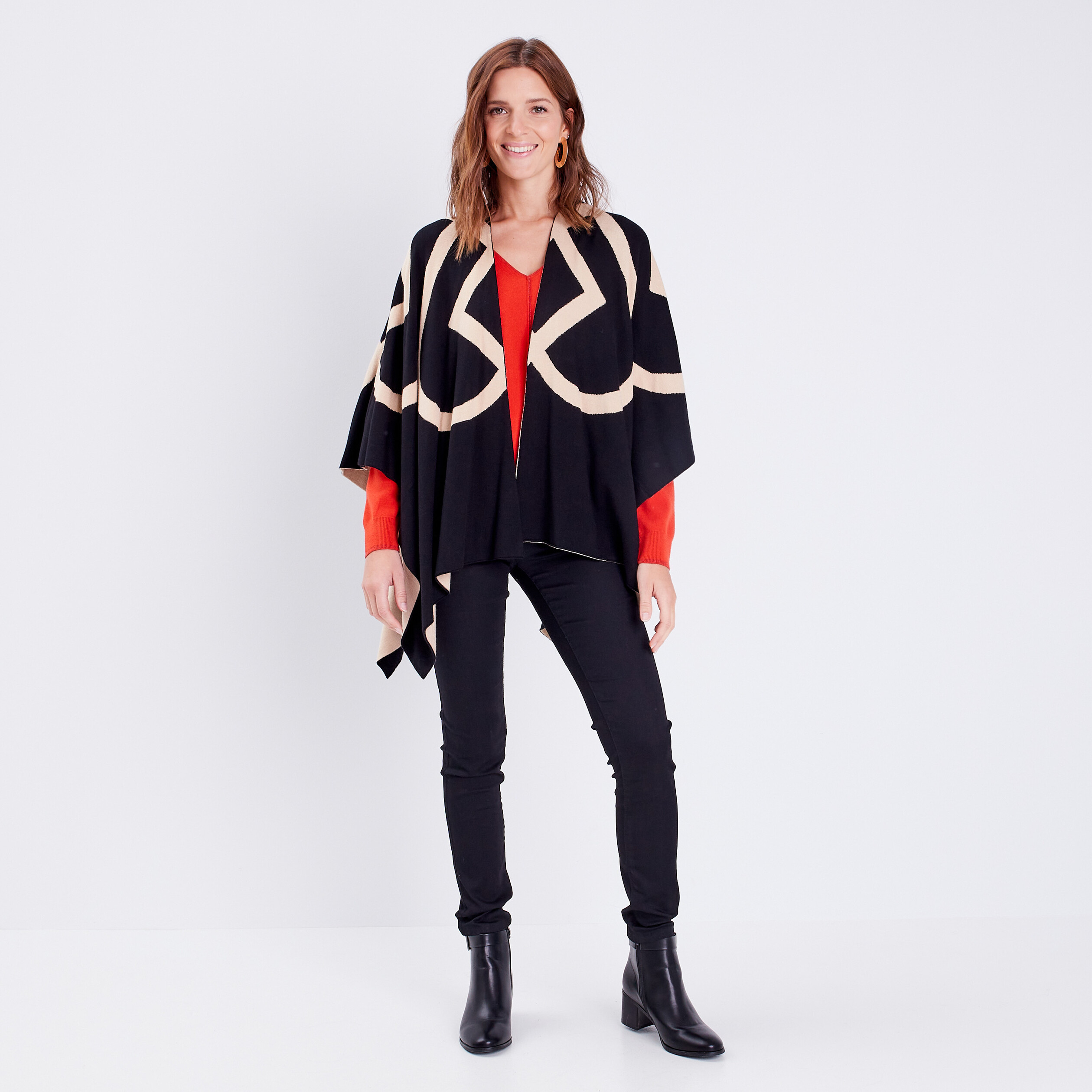 poncho reversible noir femme Poncho réversible noir femme