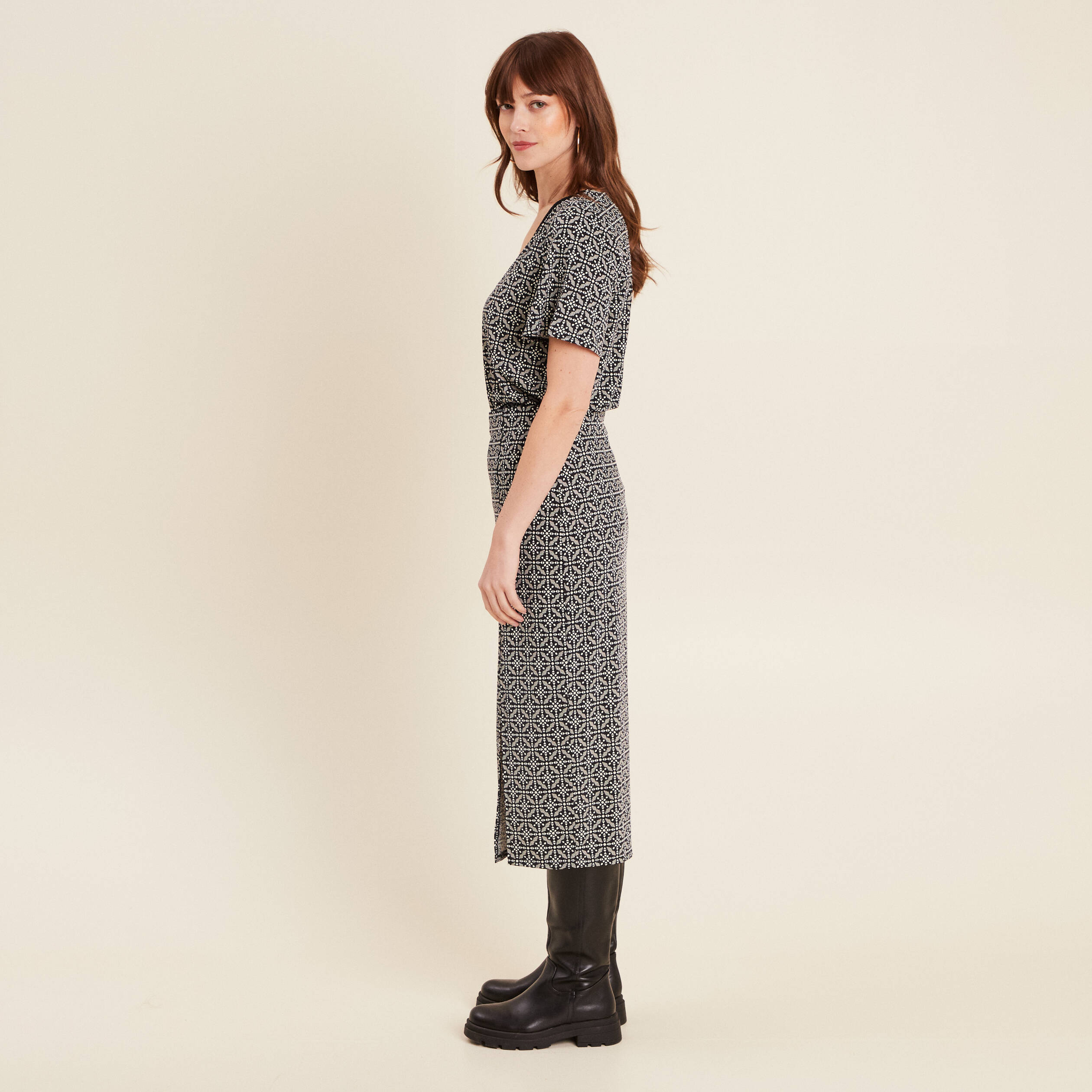 Jupe longue droite noir femme