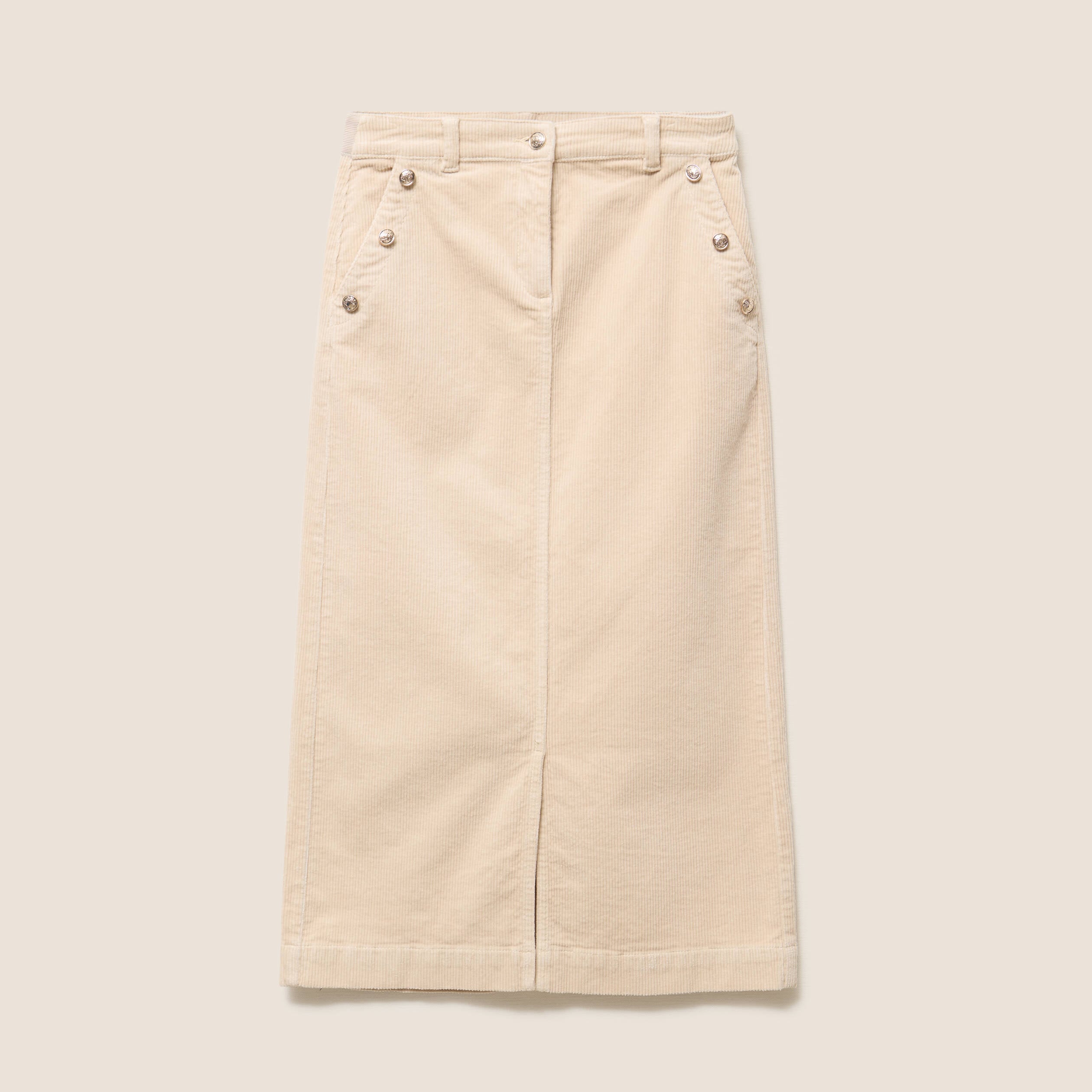 Jupe droite longue en velours sable femme
