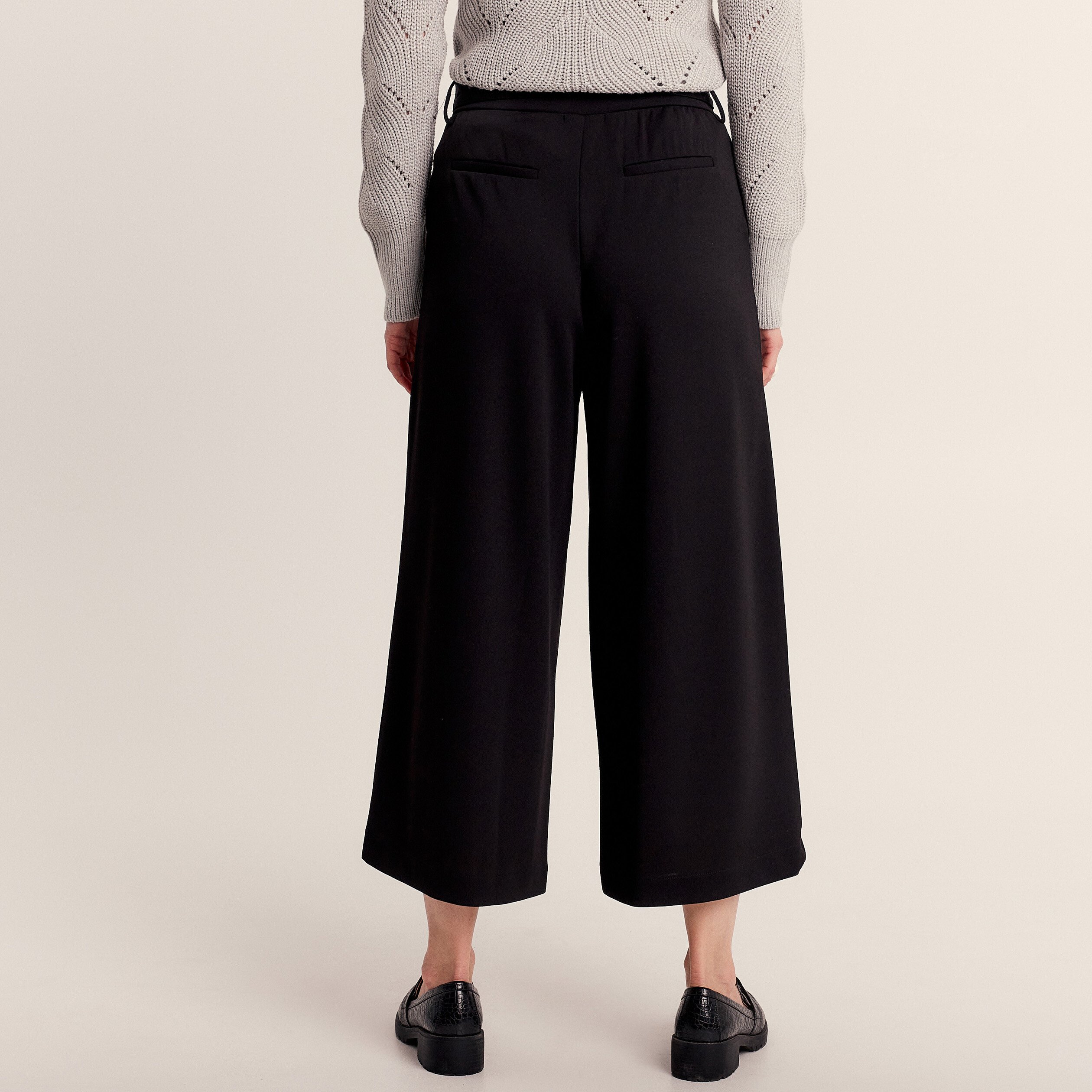 Pantalon large ceinturé noir femme