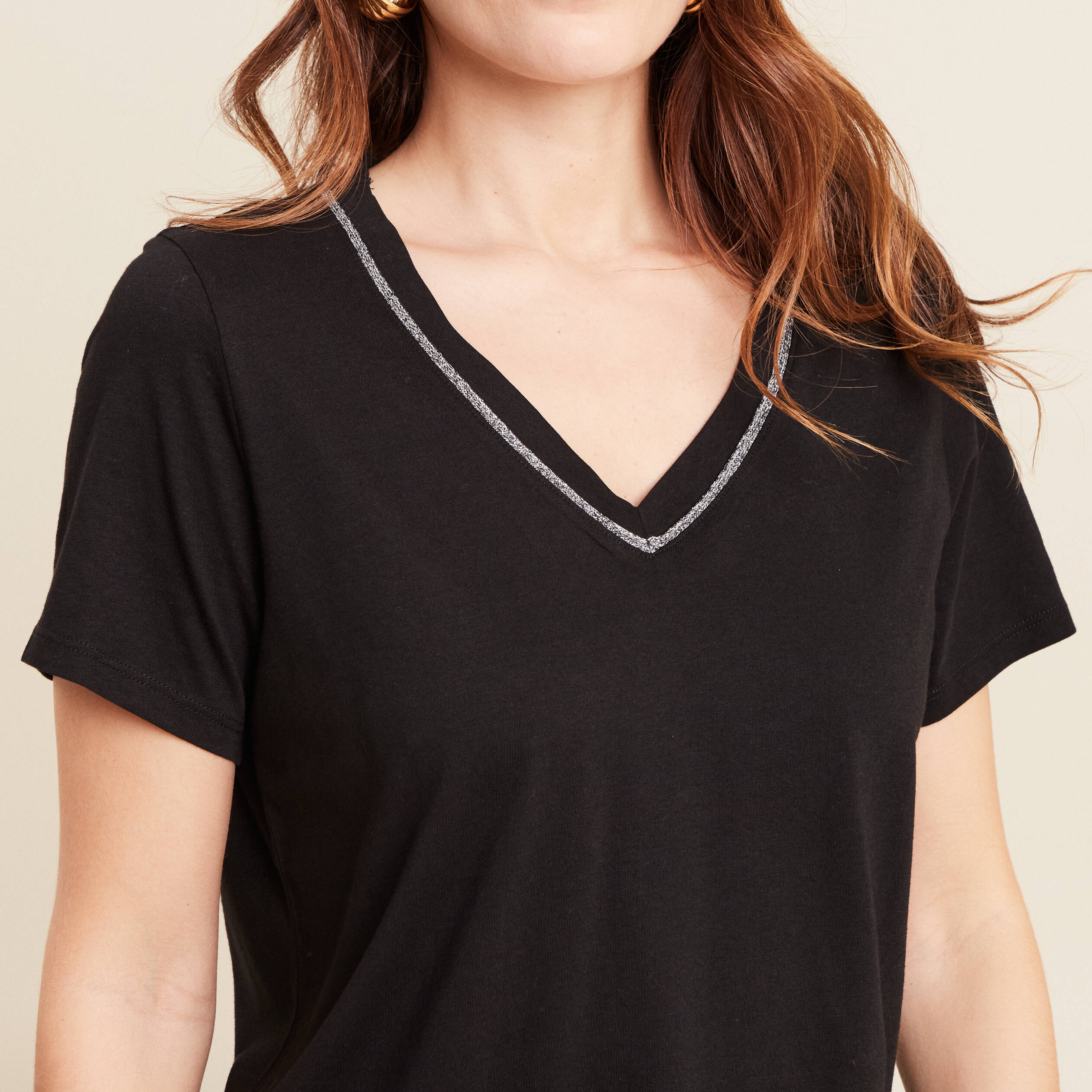 t shirt manches courtes noir femme T-shirt manches courtes noir femme