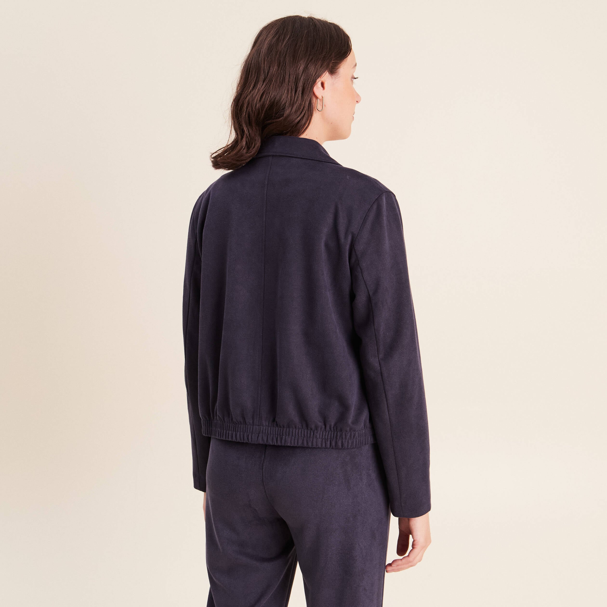 Veste doubl&eacute;e bleu fonc&eacute; femme