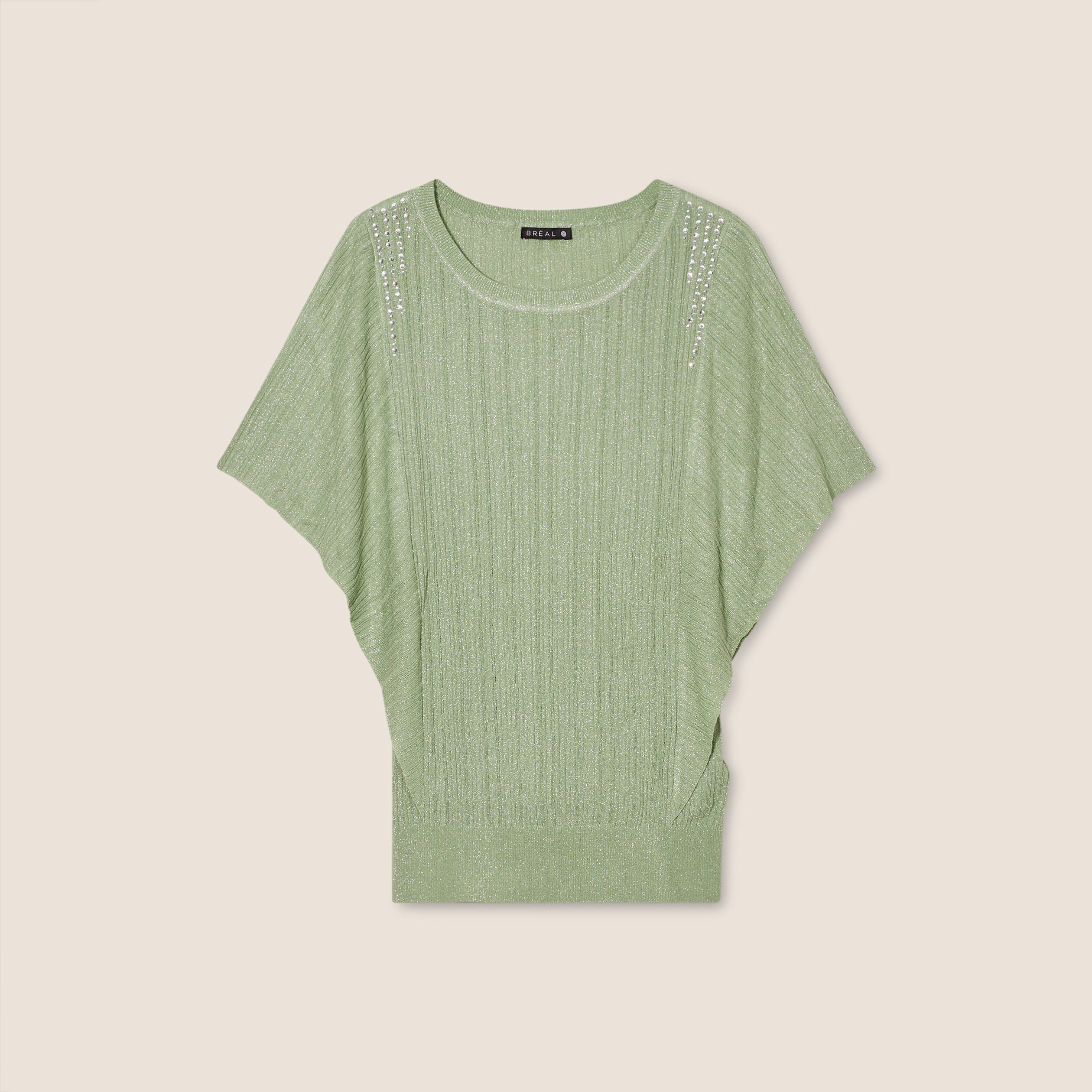 Pull manches courtes papillons vert émeraude femme