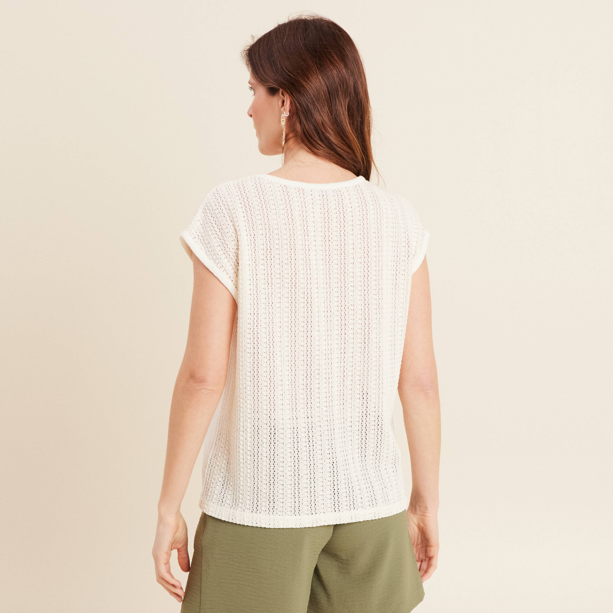 t shirt manches courtes ecru femme T-shirt manches courtes ecru femme