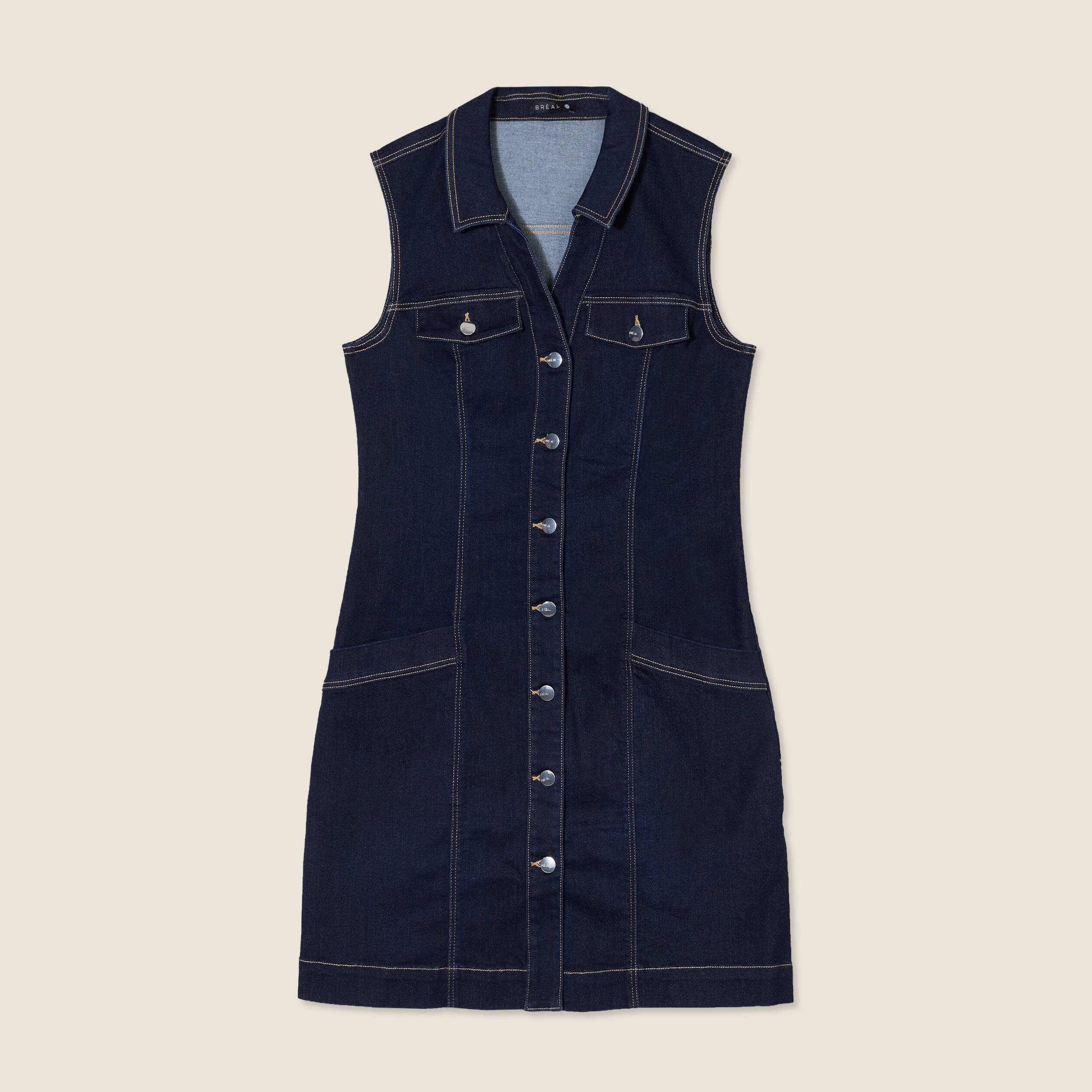 Robe droite en jean denim brut femme
