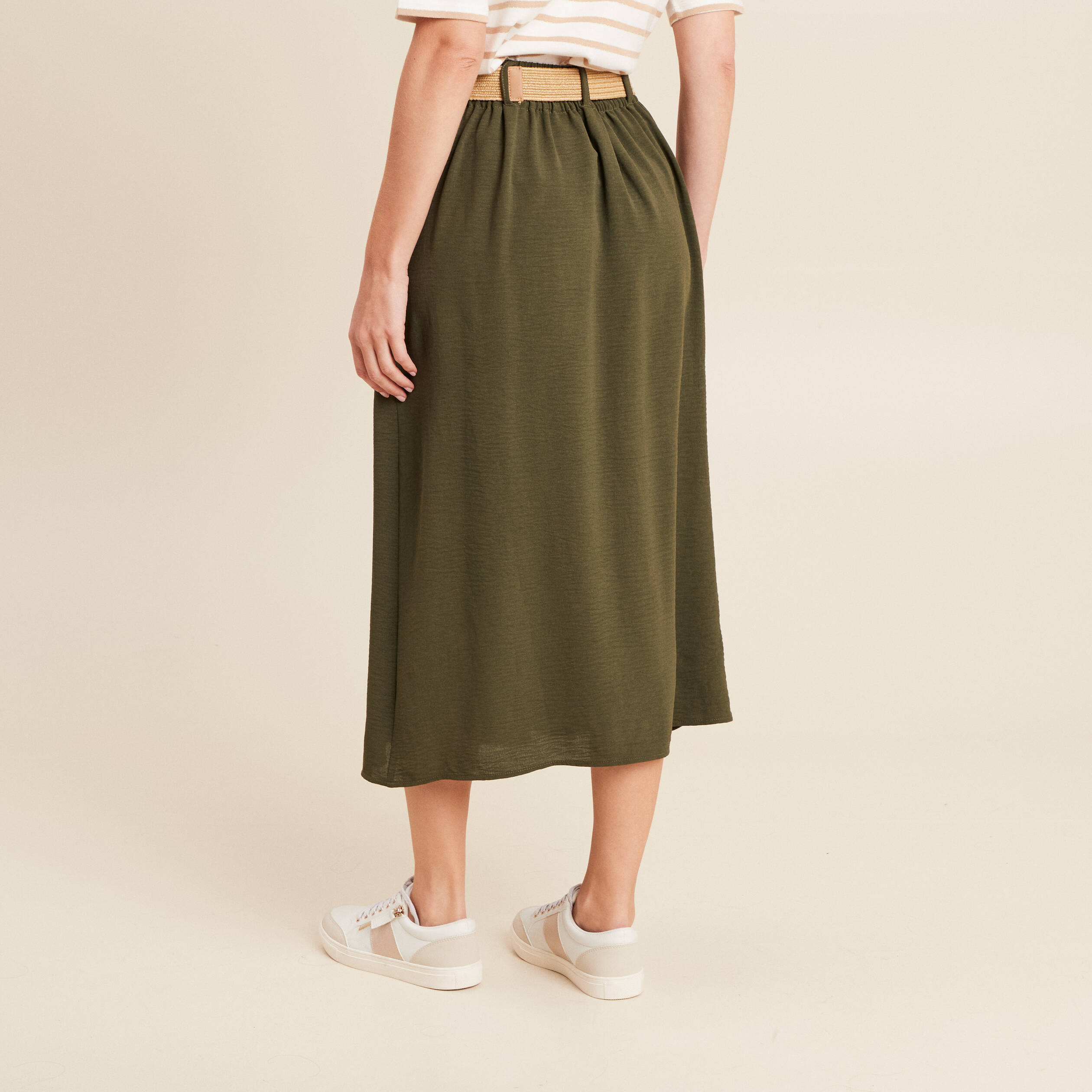 Jupe Evasee Jupe Longue Vert Kaki Jupe Longue Jupe Militaire Jupe