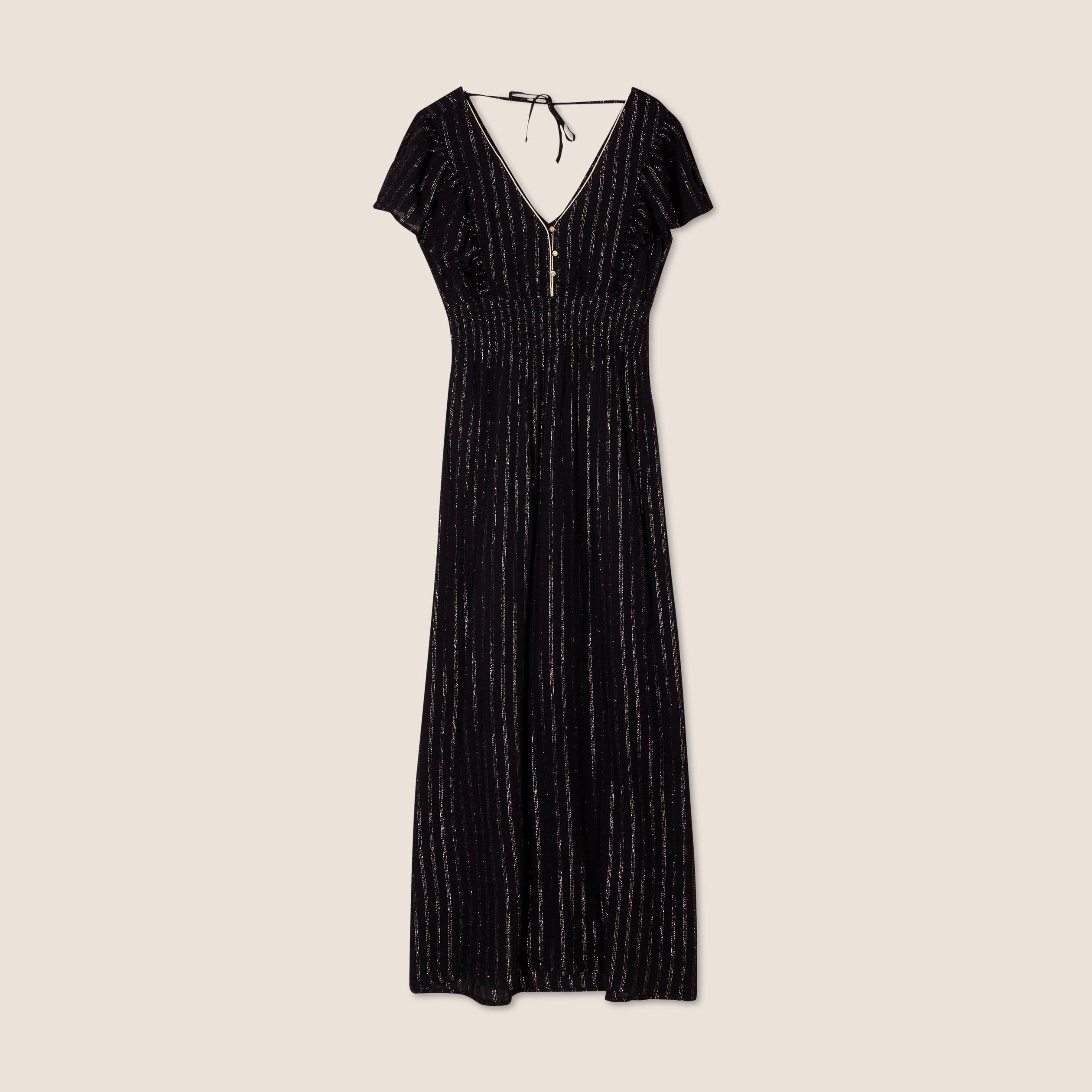 Robe longue droite fluide noir femme
