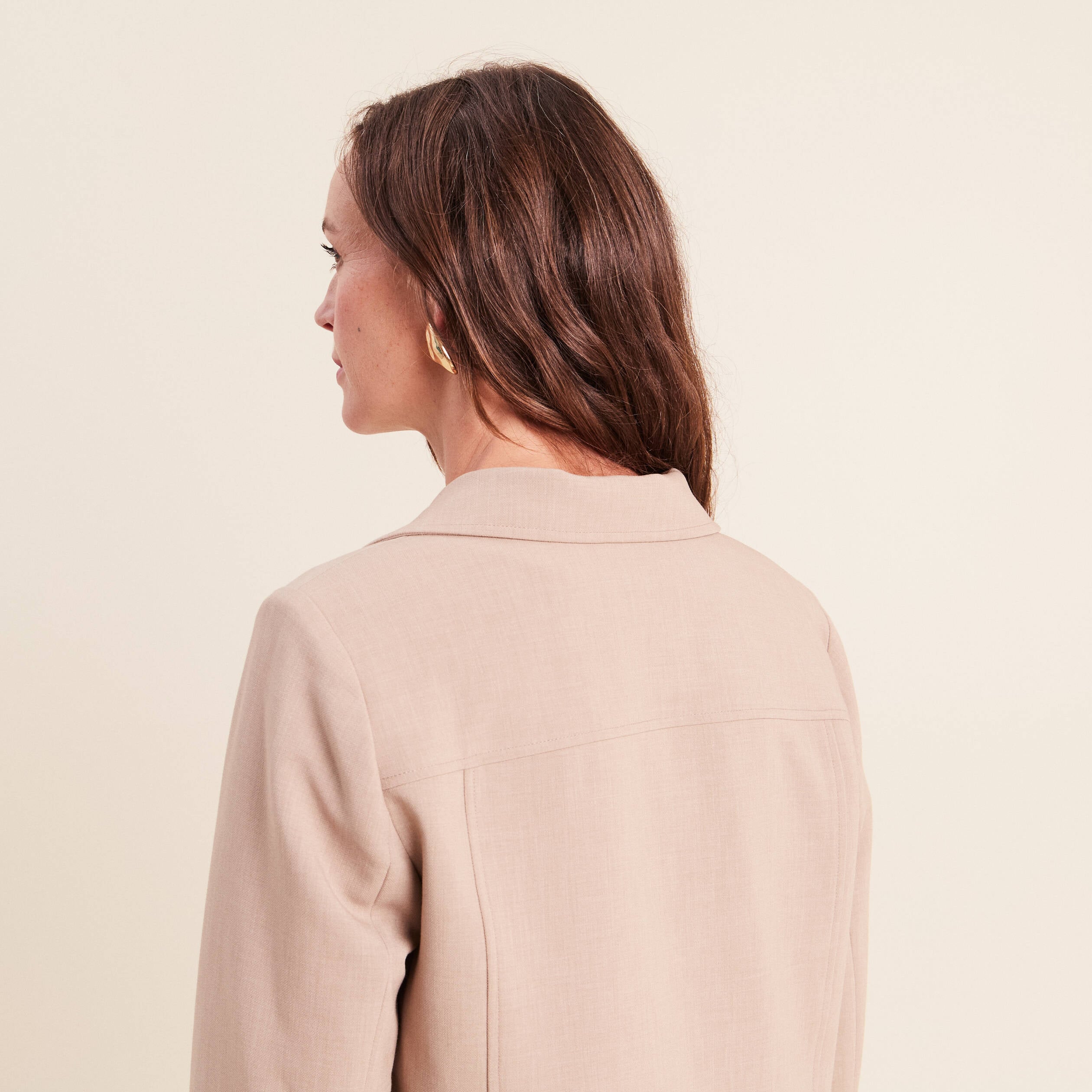 veste cintr&eacute;e doubl&eacute;e avec capuche beige femme