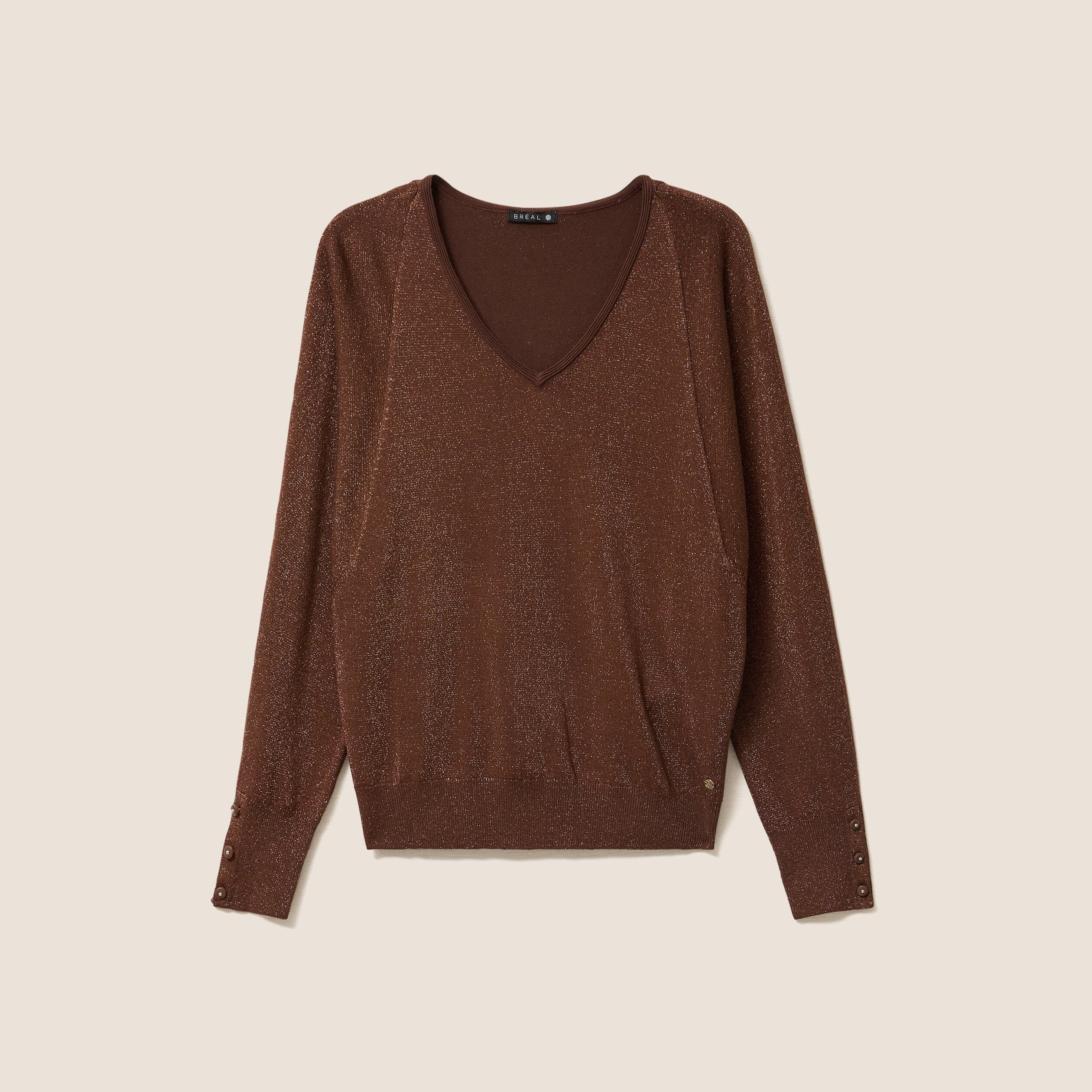 Pull manches longues marron femme
