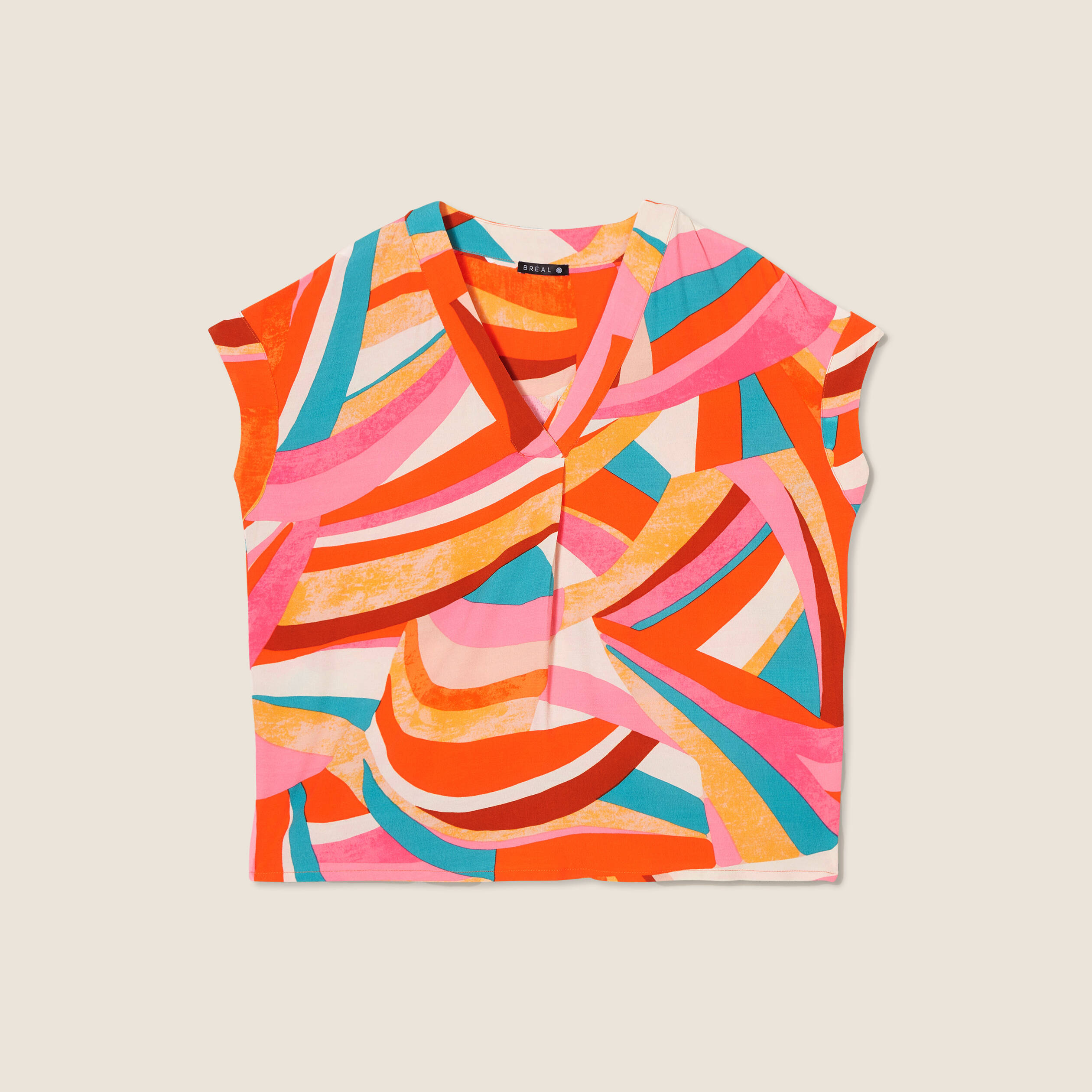 Blouse manches courtes multicolore femme