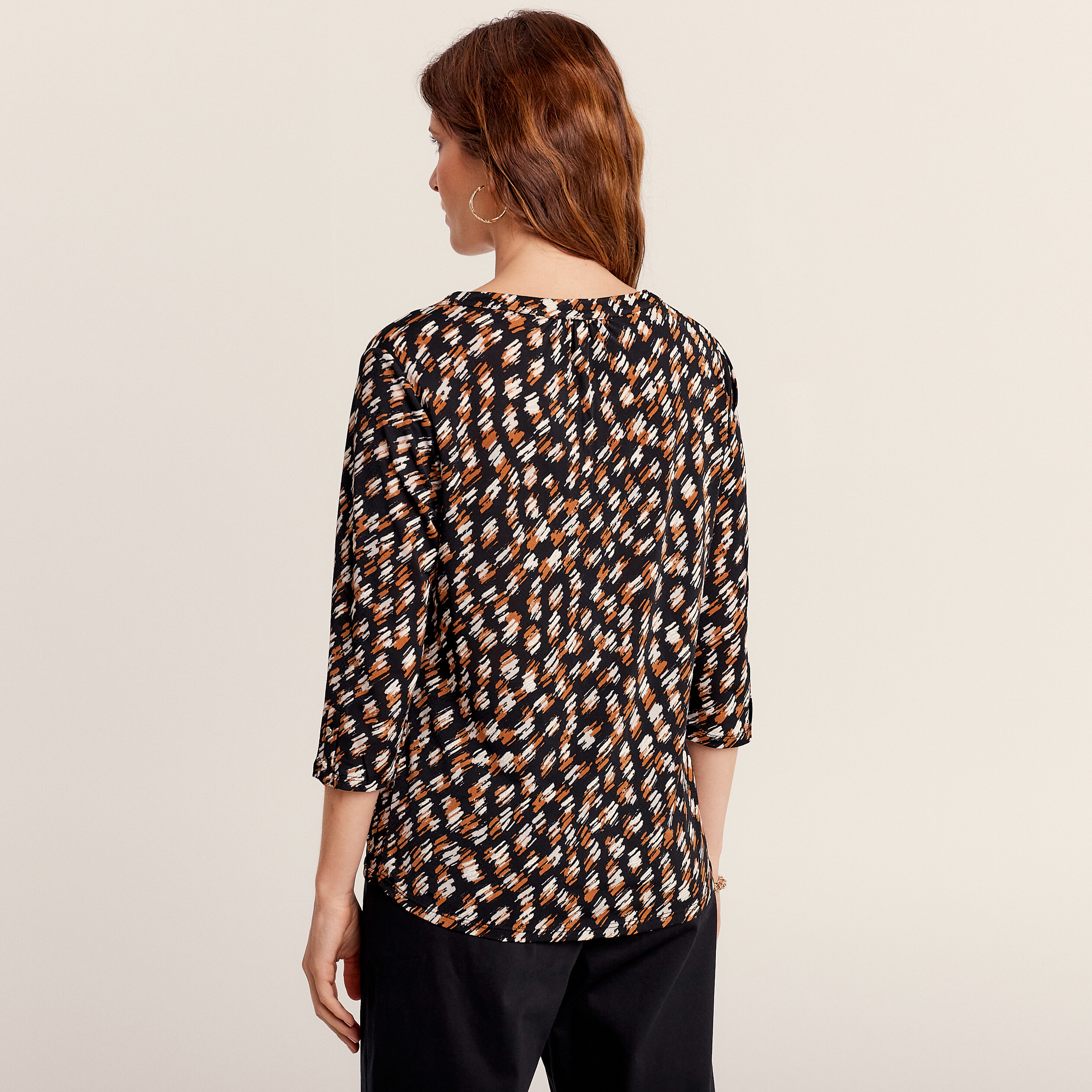 T-shirt manches 3/4 noir femme
