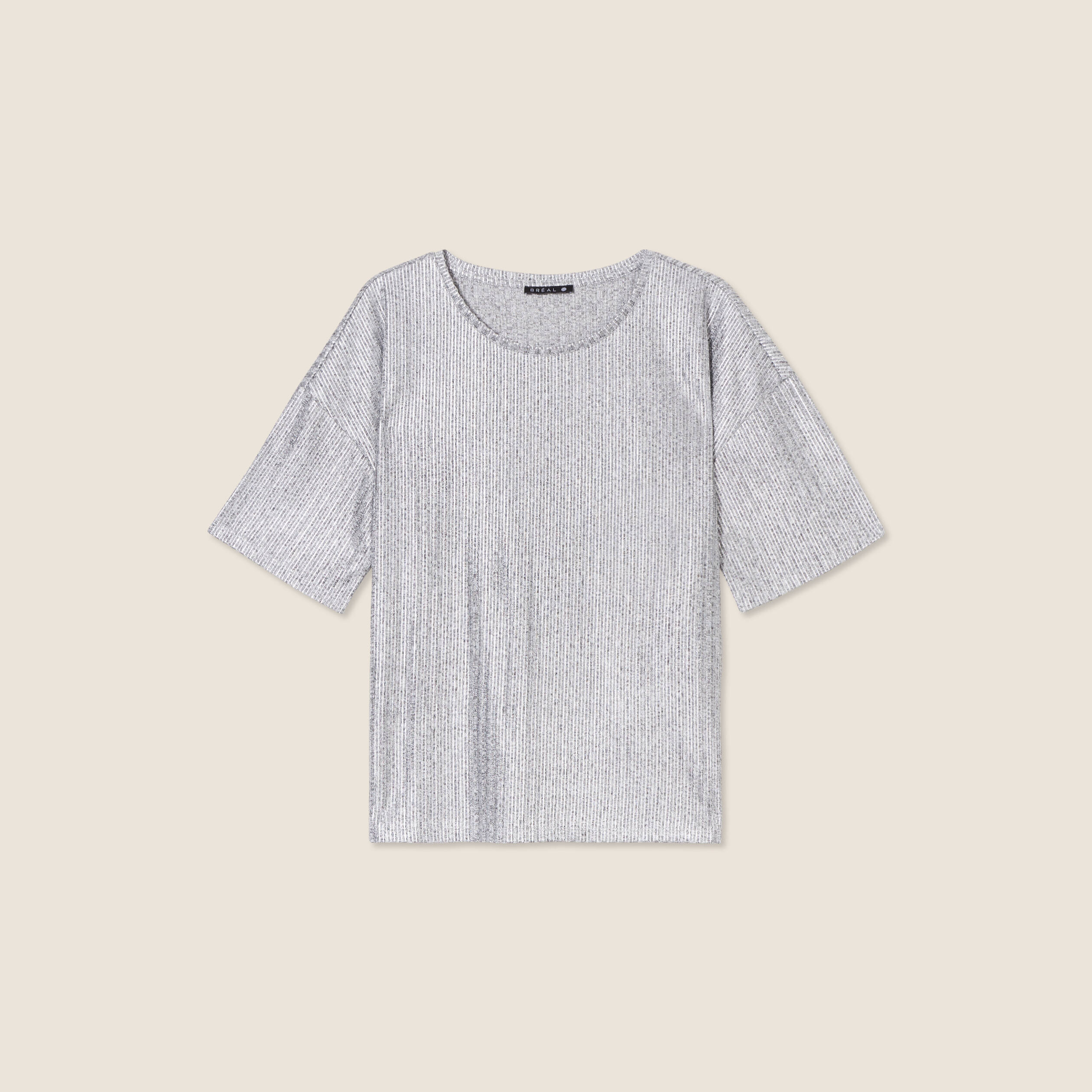T-shirt manches courtes couleur argent femme