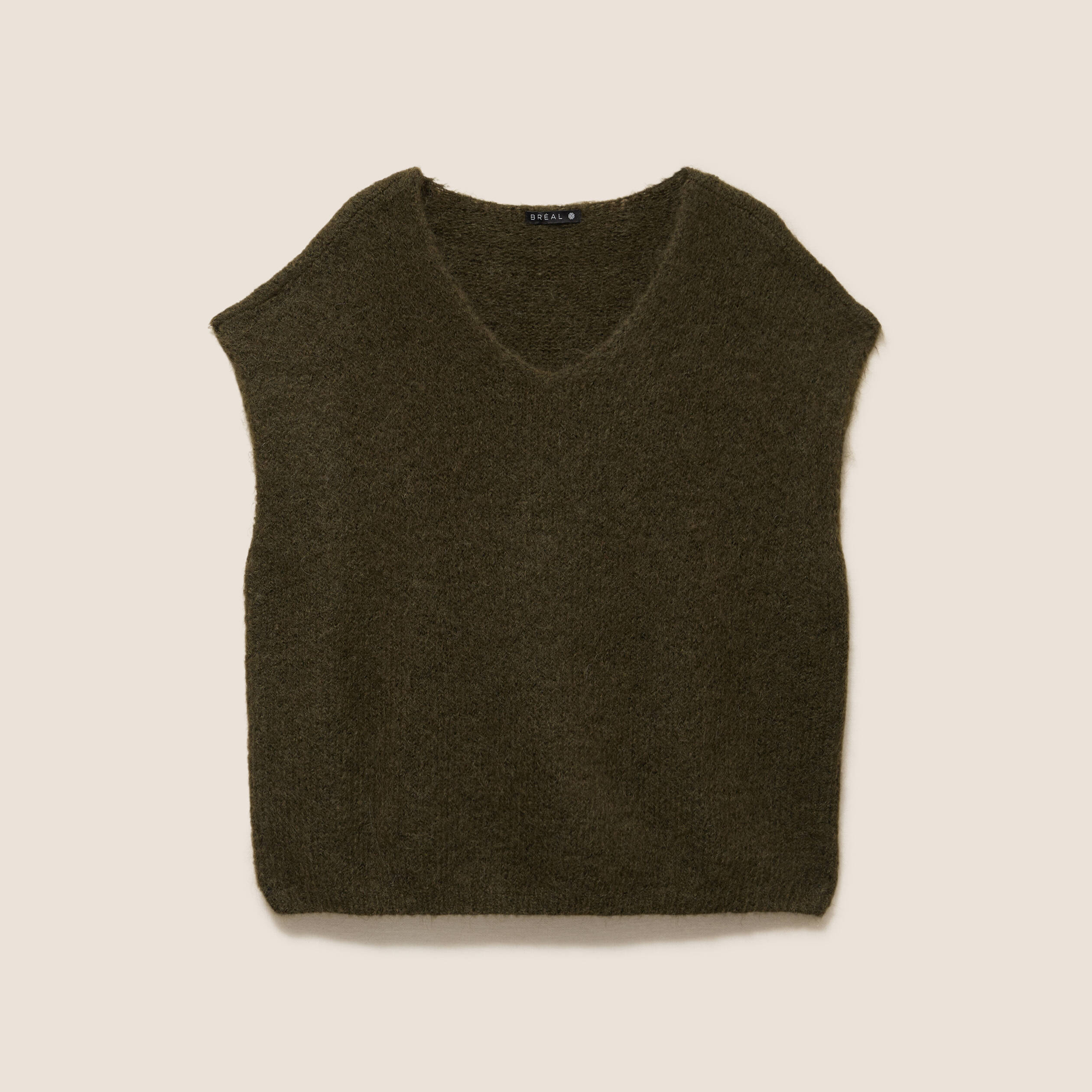 Pull sans manches vert kaki femme