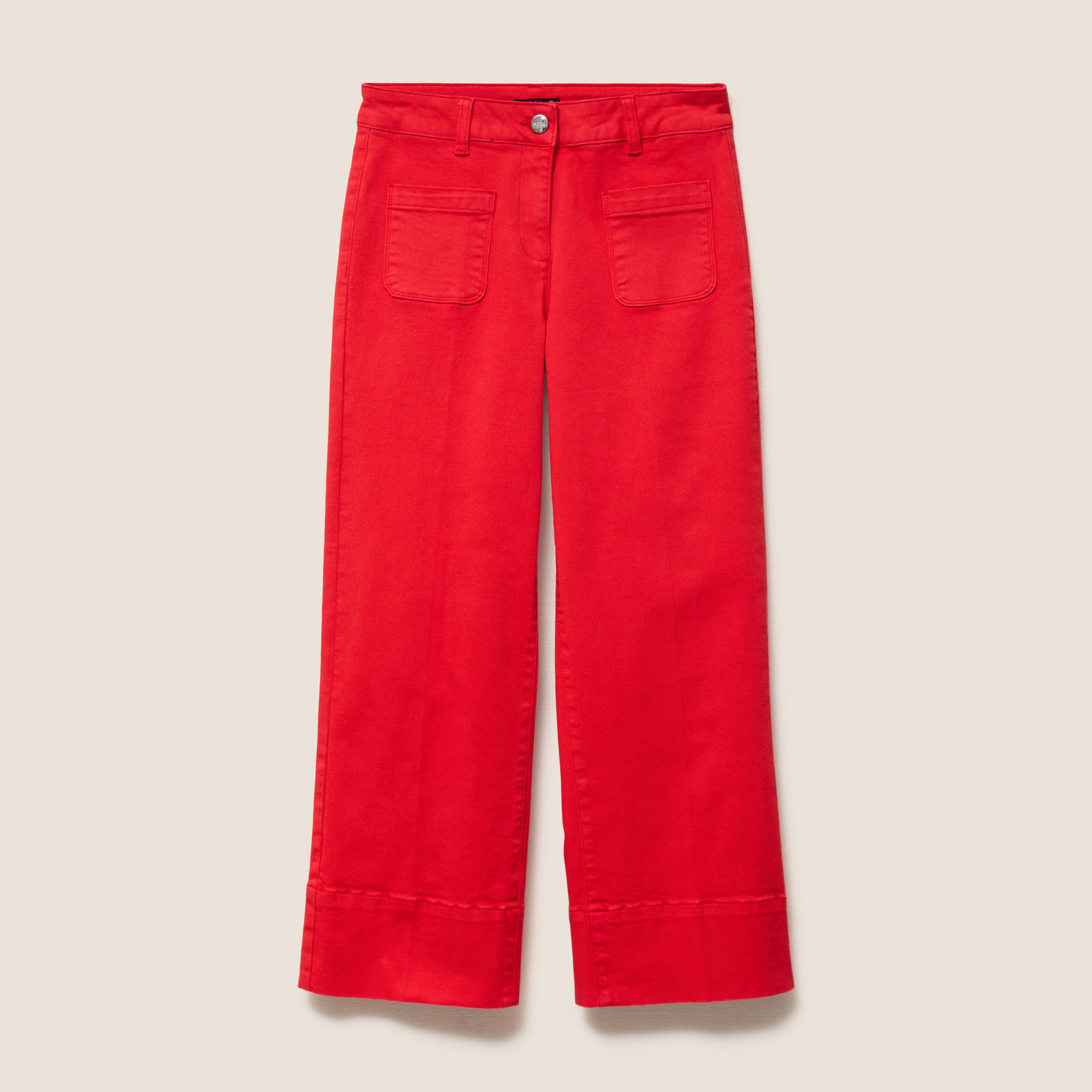 Pantalon droit 7/8&egrave;me taille standard rouge fluo femme