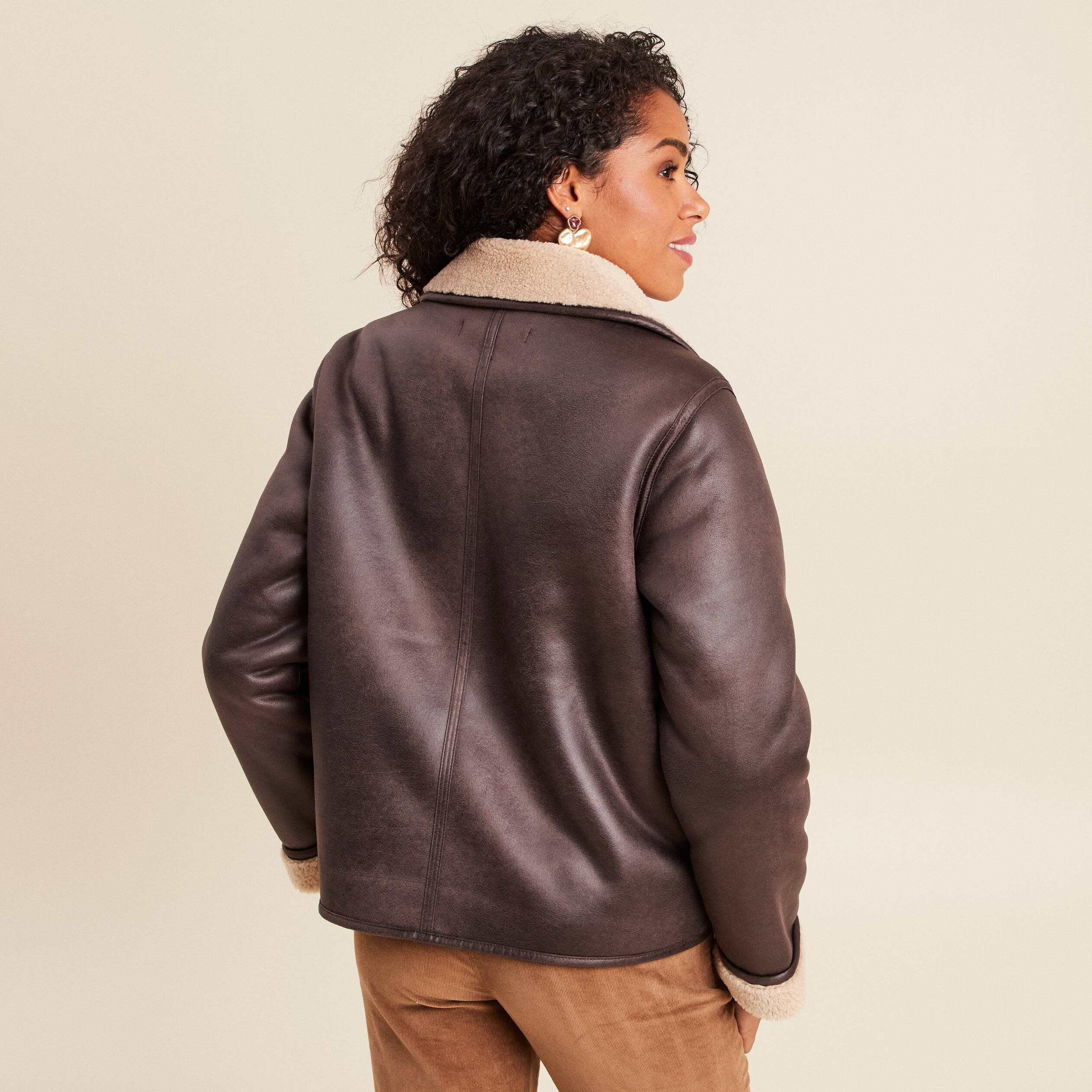 Pull Polaire Femme Lands' End - Marron - Taille L - Demi-zip - État Neuf