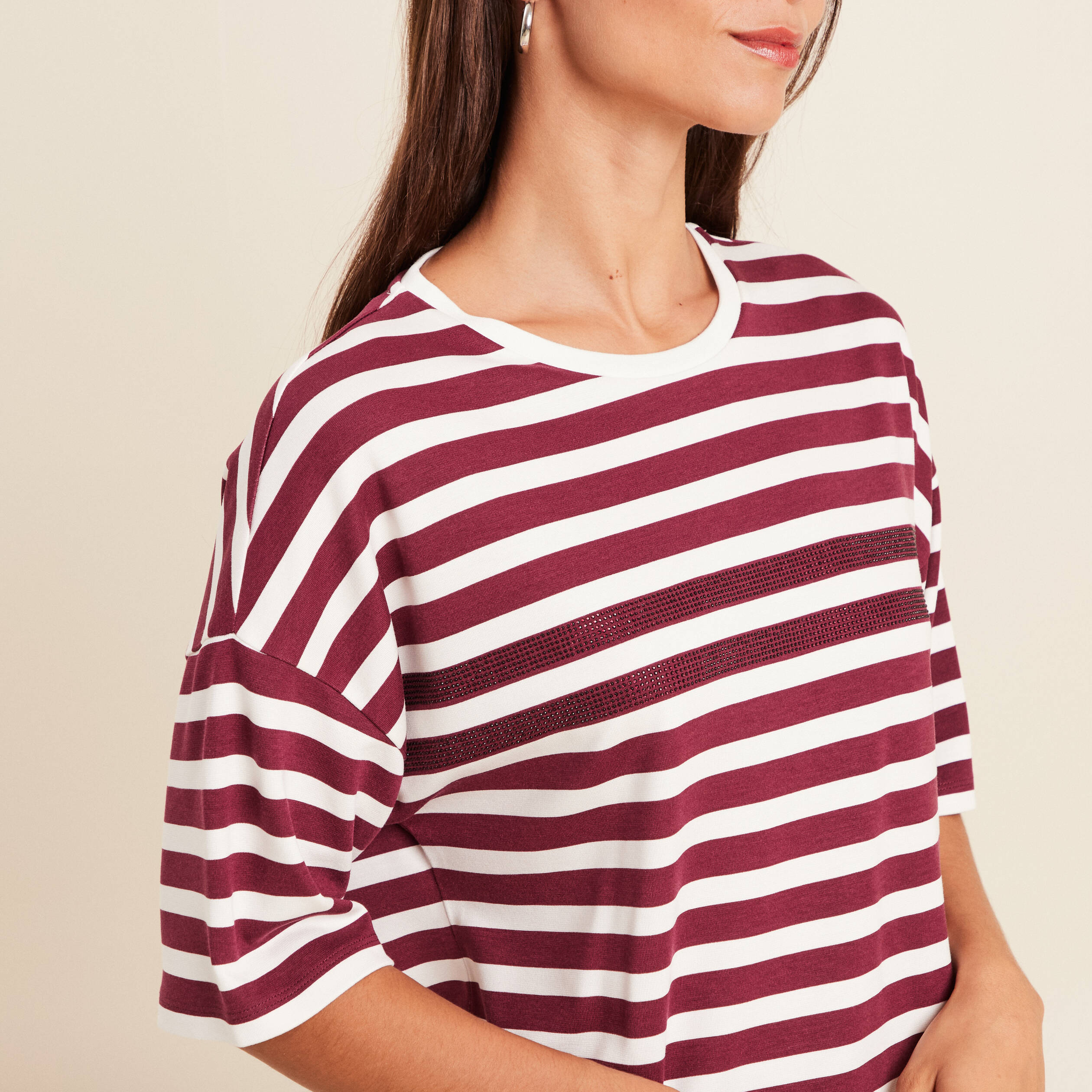 t shirt col rond bordeaux femme T-shirt col rond bordeaux femme
