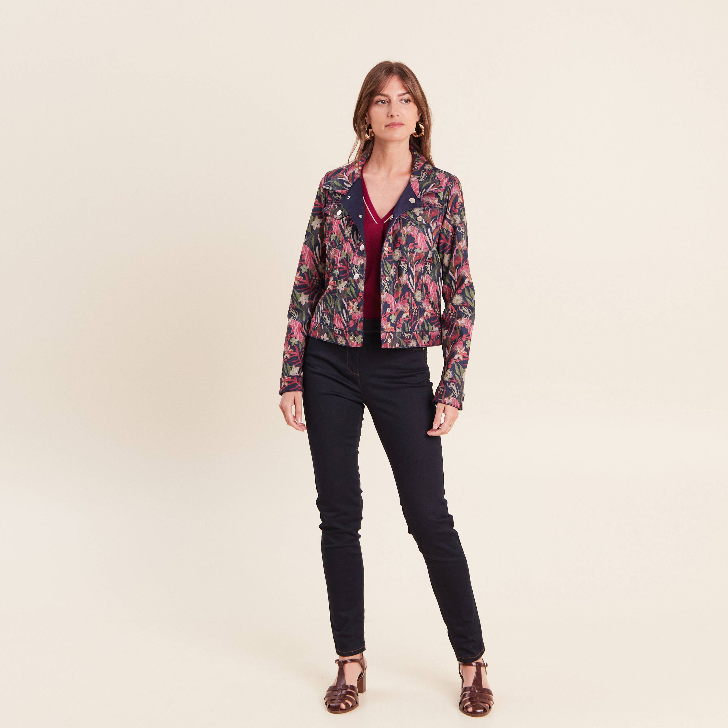 Veste cintr&eacute;e r&eacute;versible multicolore femme