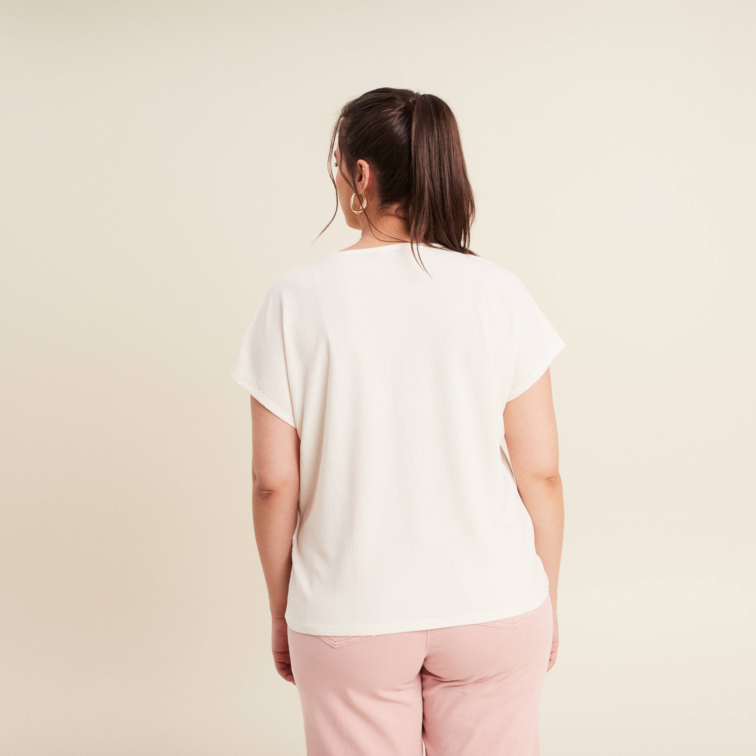T-shirt manches courtes ecru femme