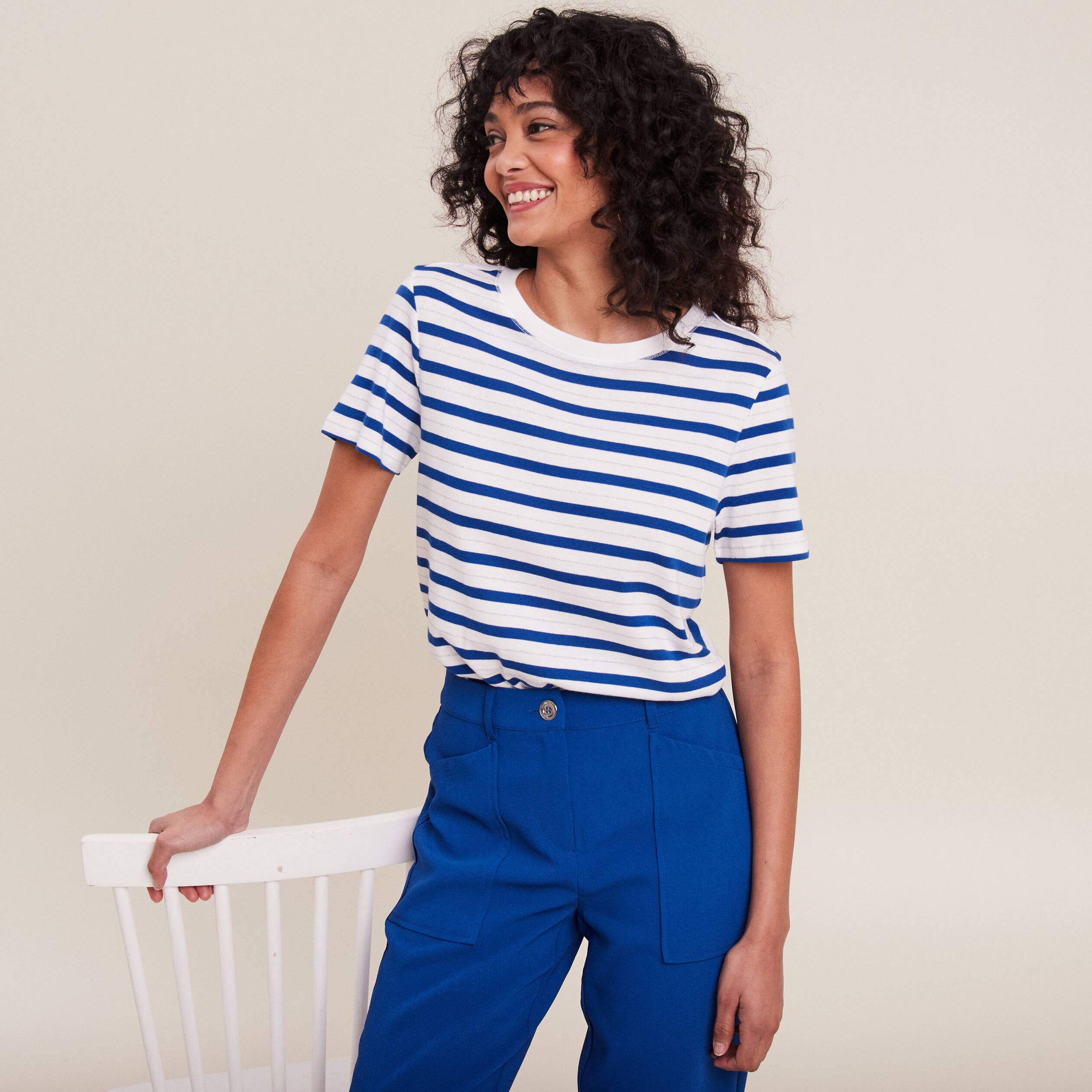 T-shirt manches courtes bleu femme