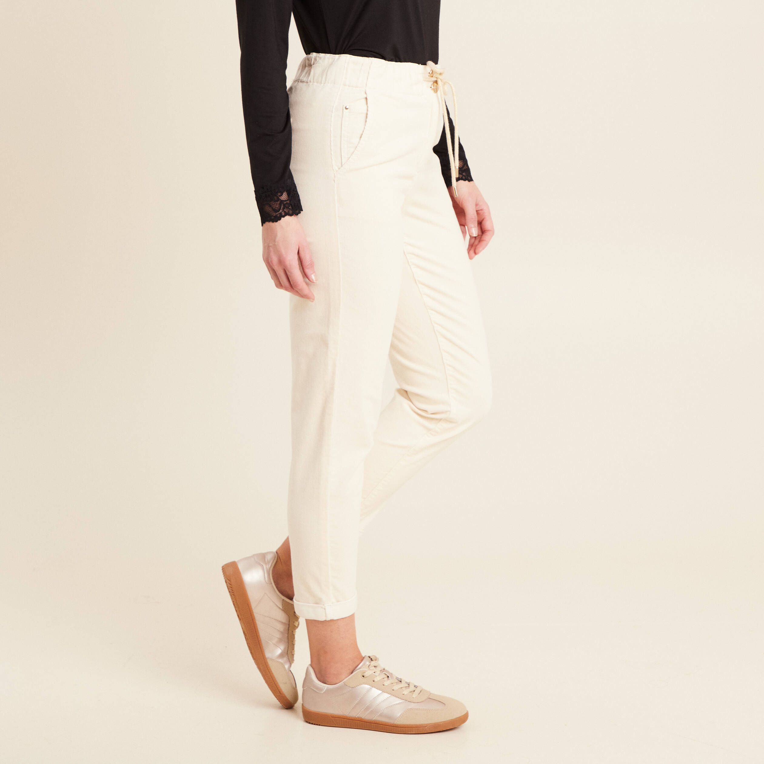 Pantalon jogging velours ivoire femme