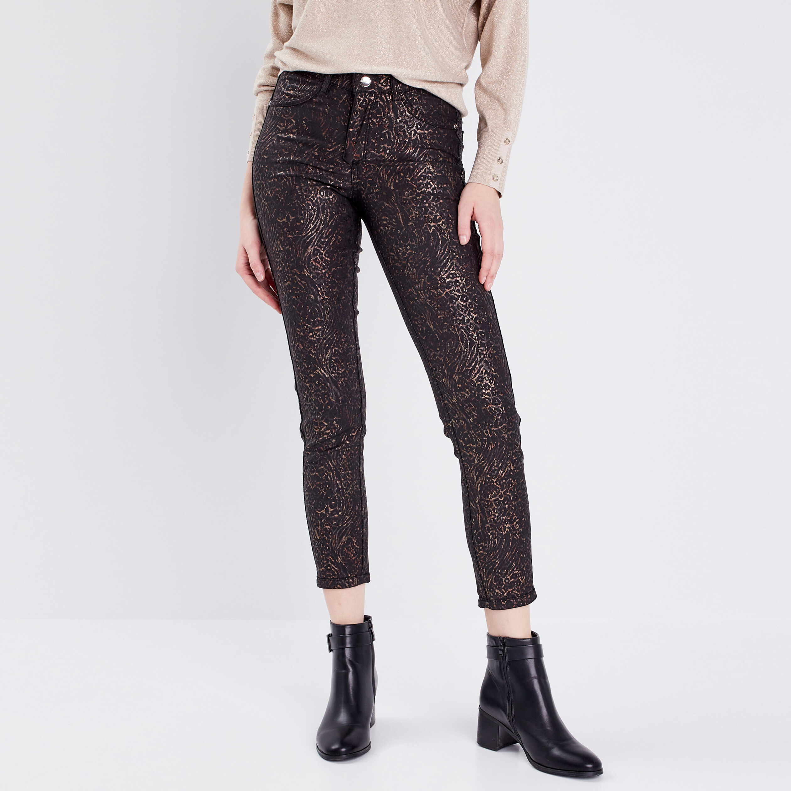 Pantalon ajusté réversible noir femme