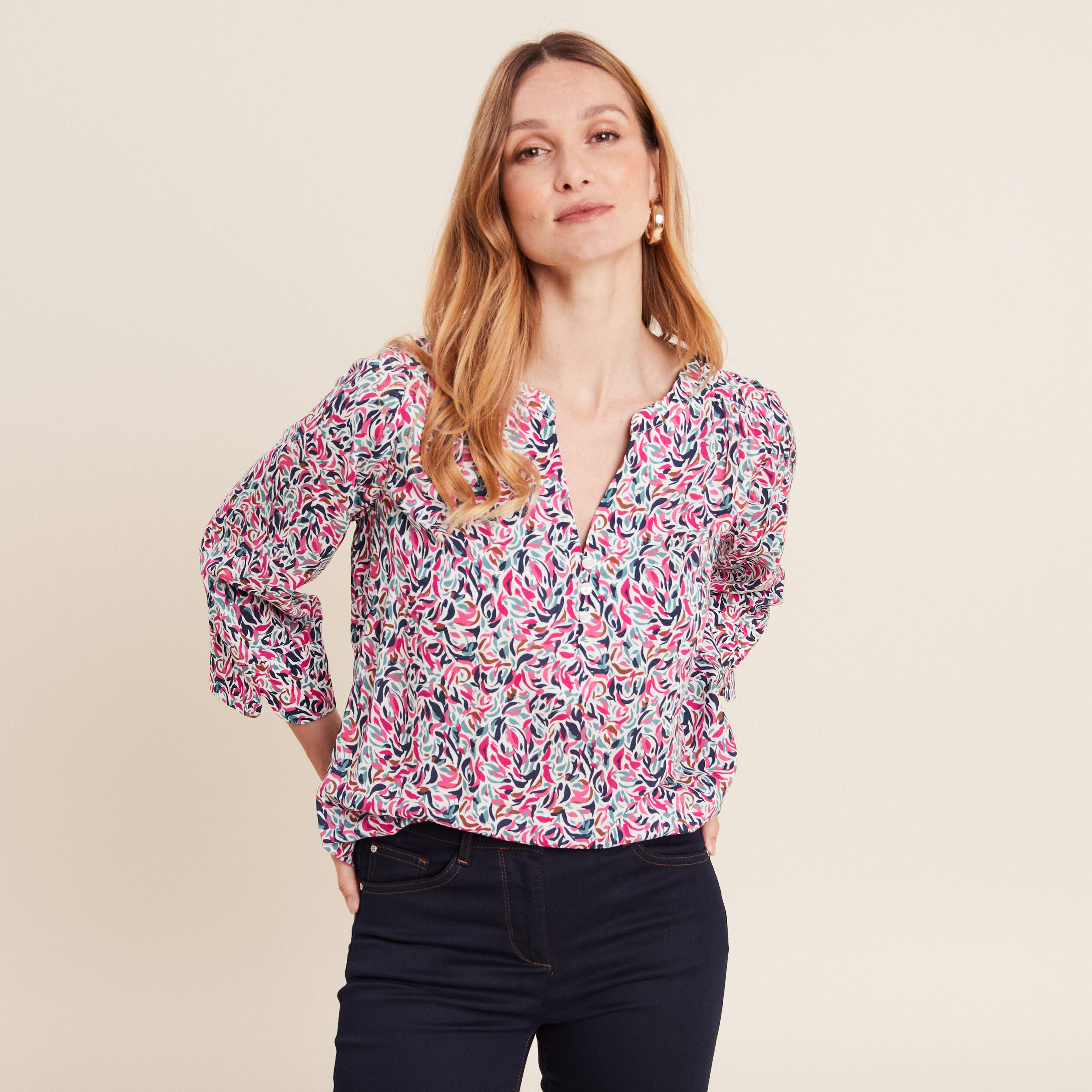 Blouse manches 3 4 multicolore femme Breal