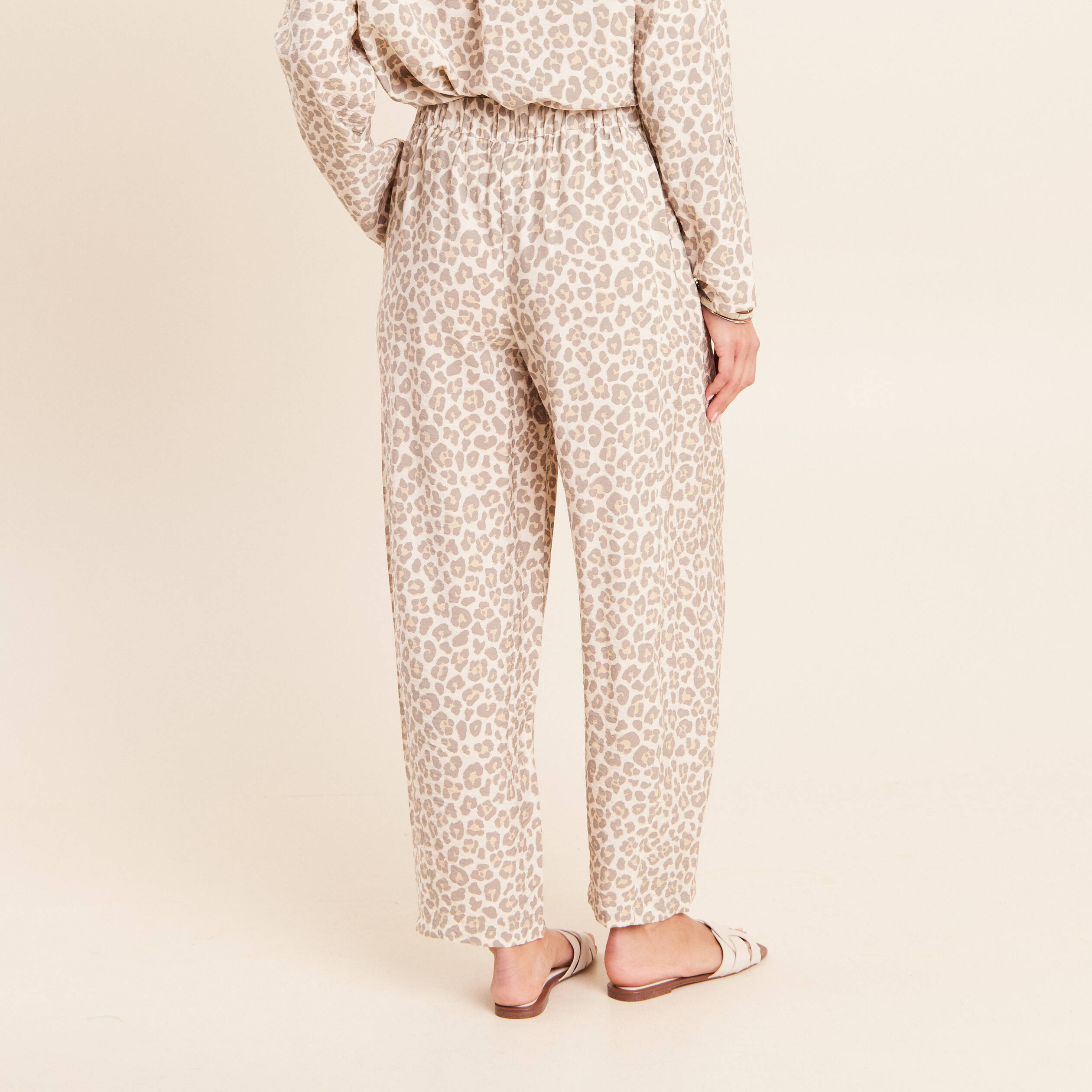 Pantalon coupe barrel taille haute blanc femme