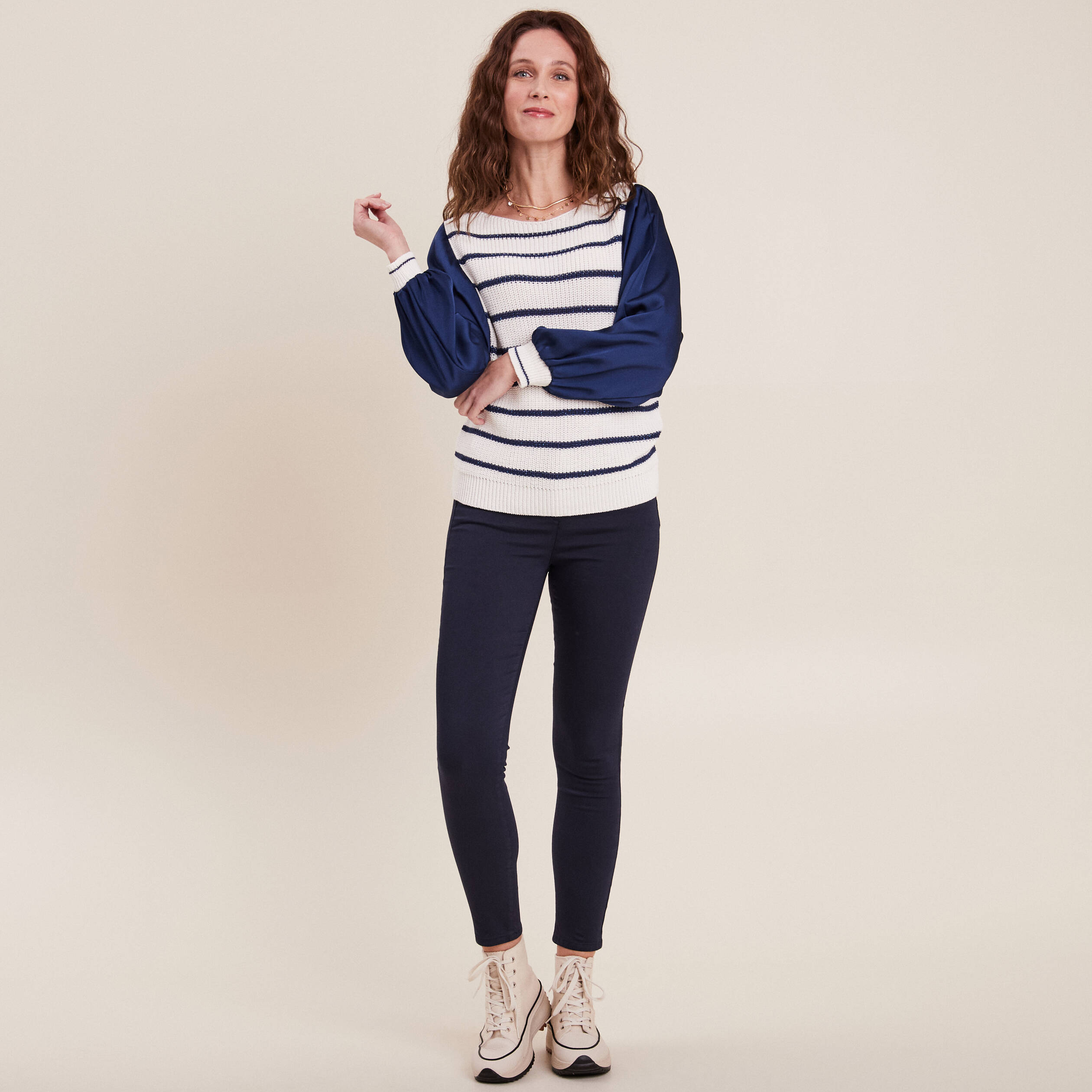 Pull manches longues blanc femme