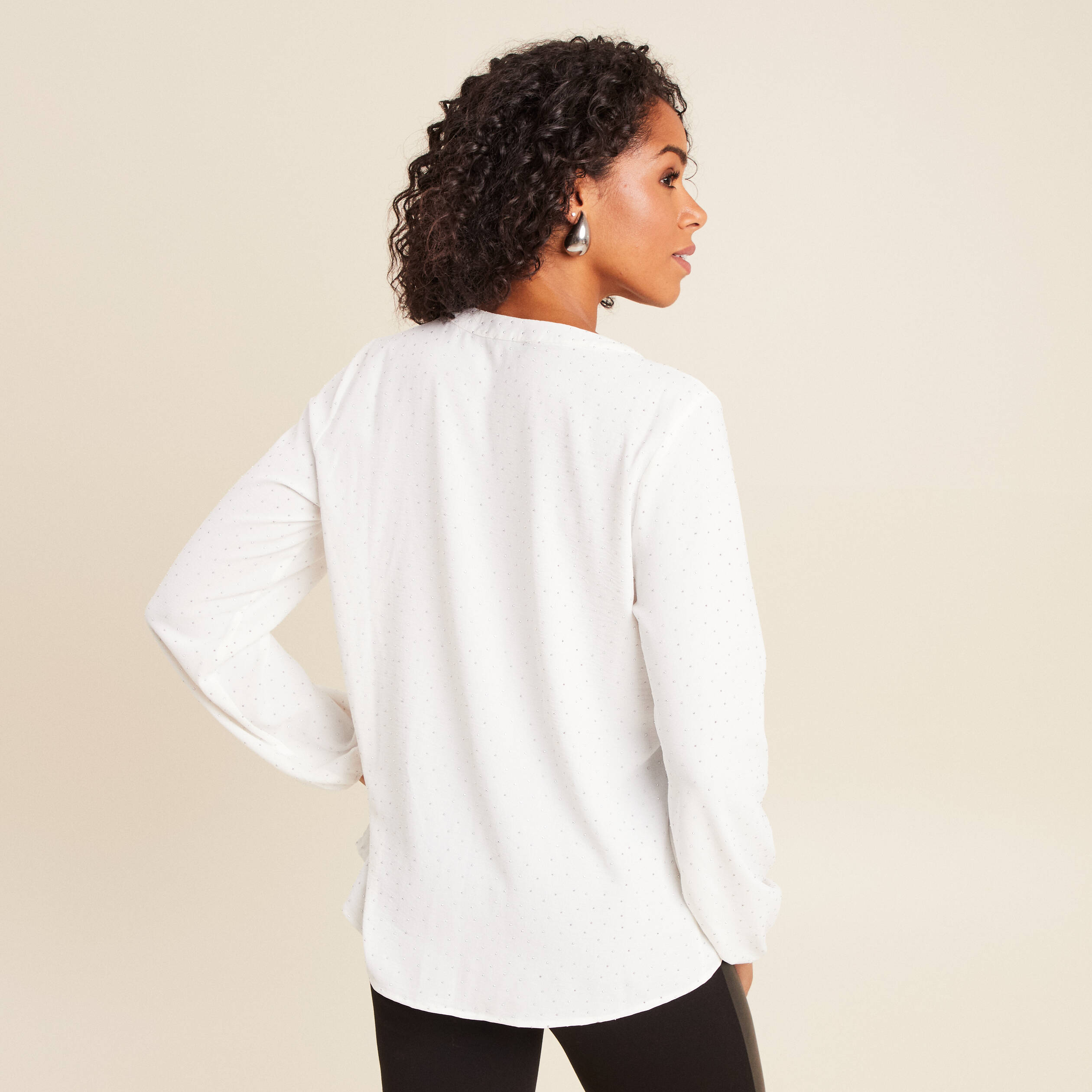 LOLË - Fancy haut à col en V et à manches longue - Rose Size (Clothing