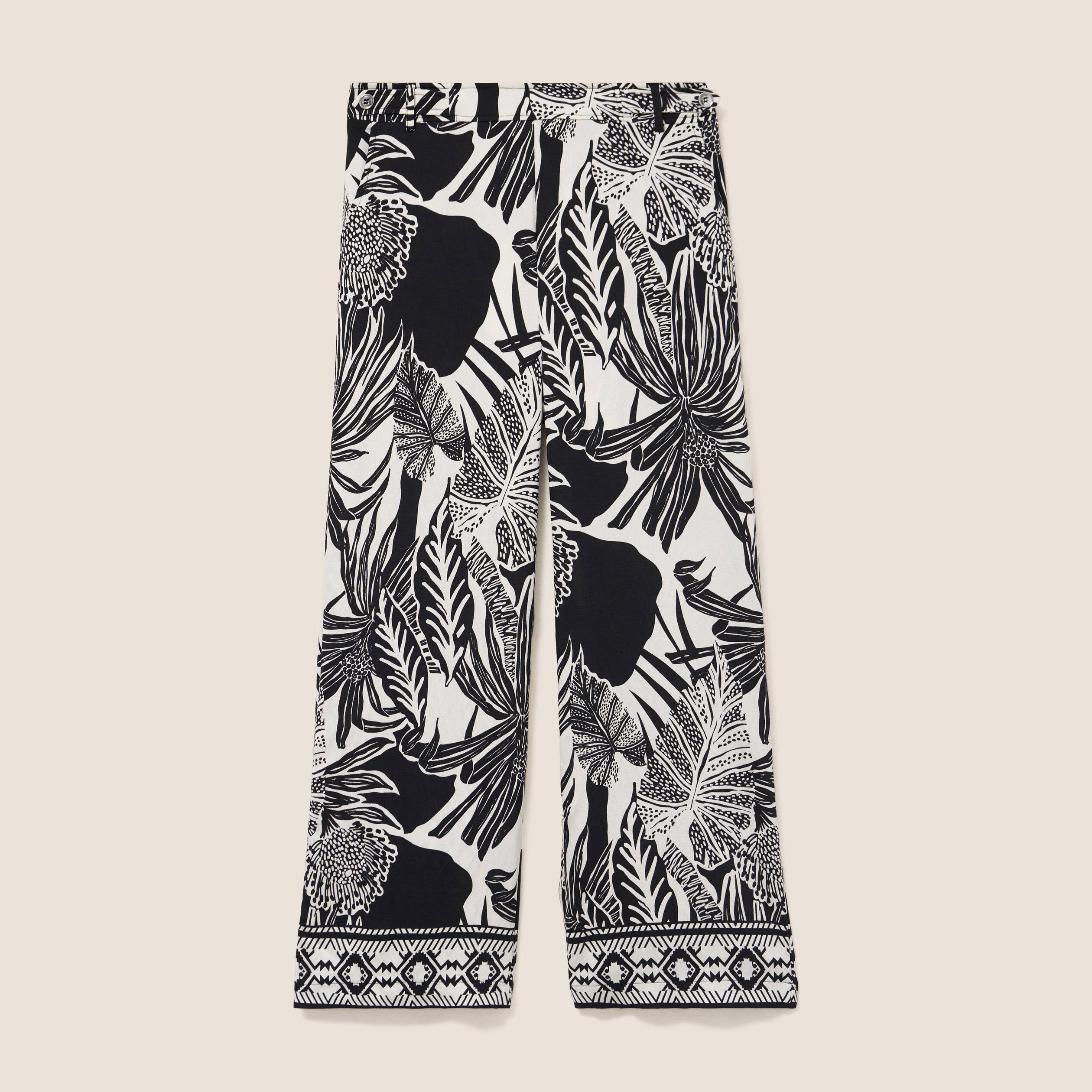 Pantalon large 7/8&egrave;me taille haute noir femme